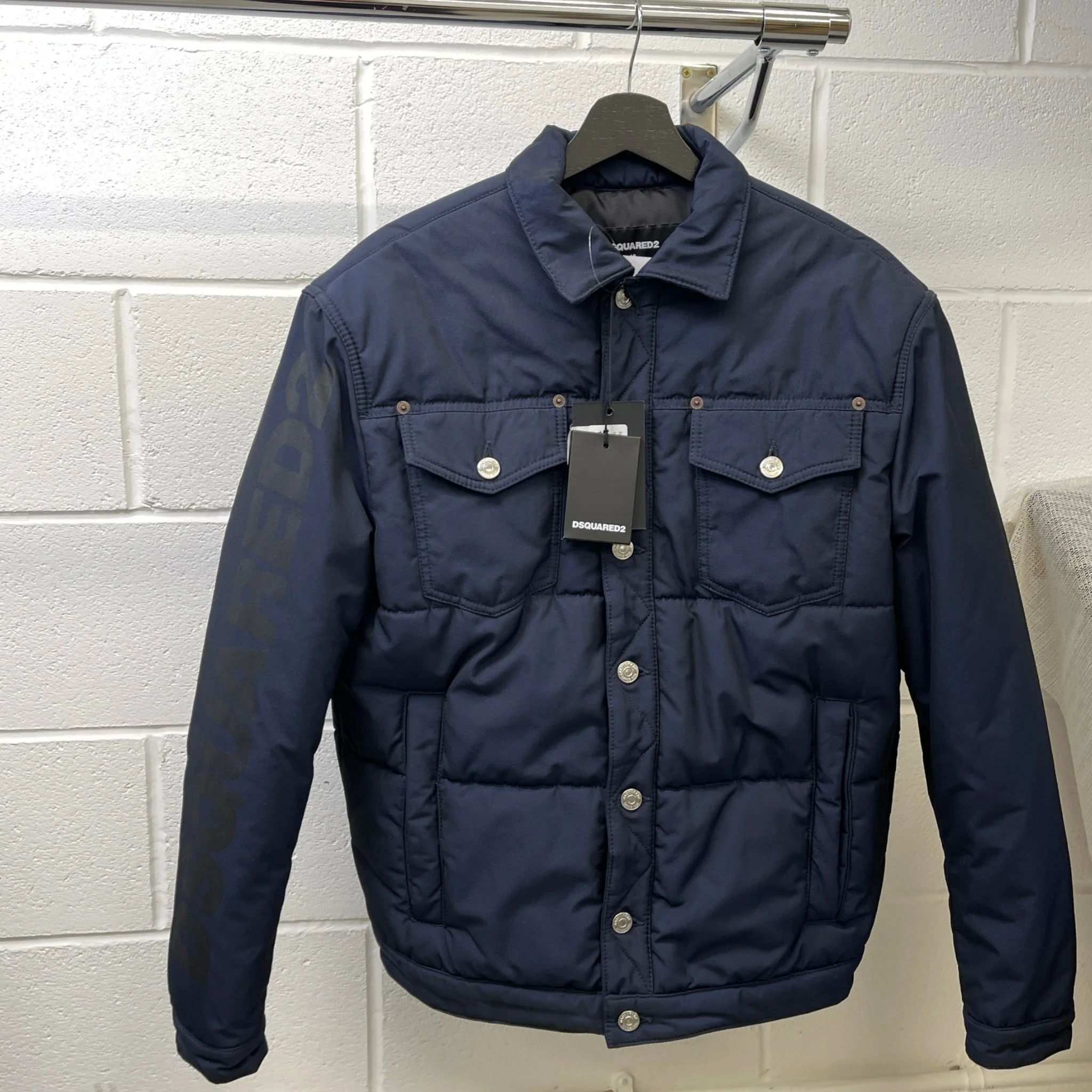 Men's Arm Logo Down Jacket Navy Size IT 48 / M - Image 9