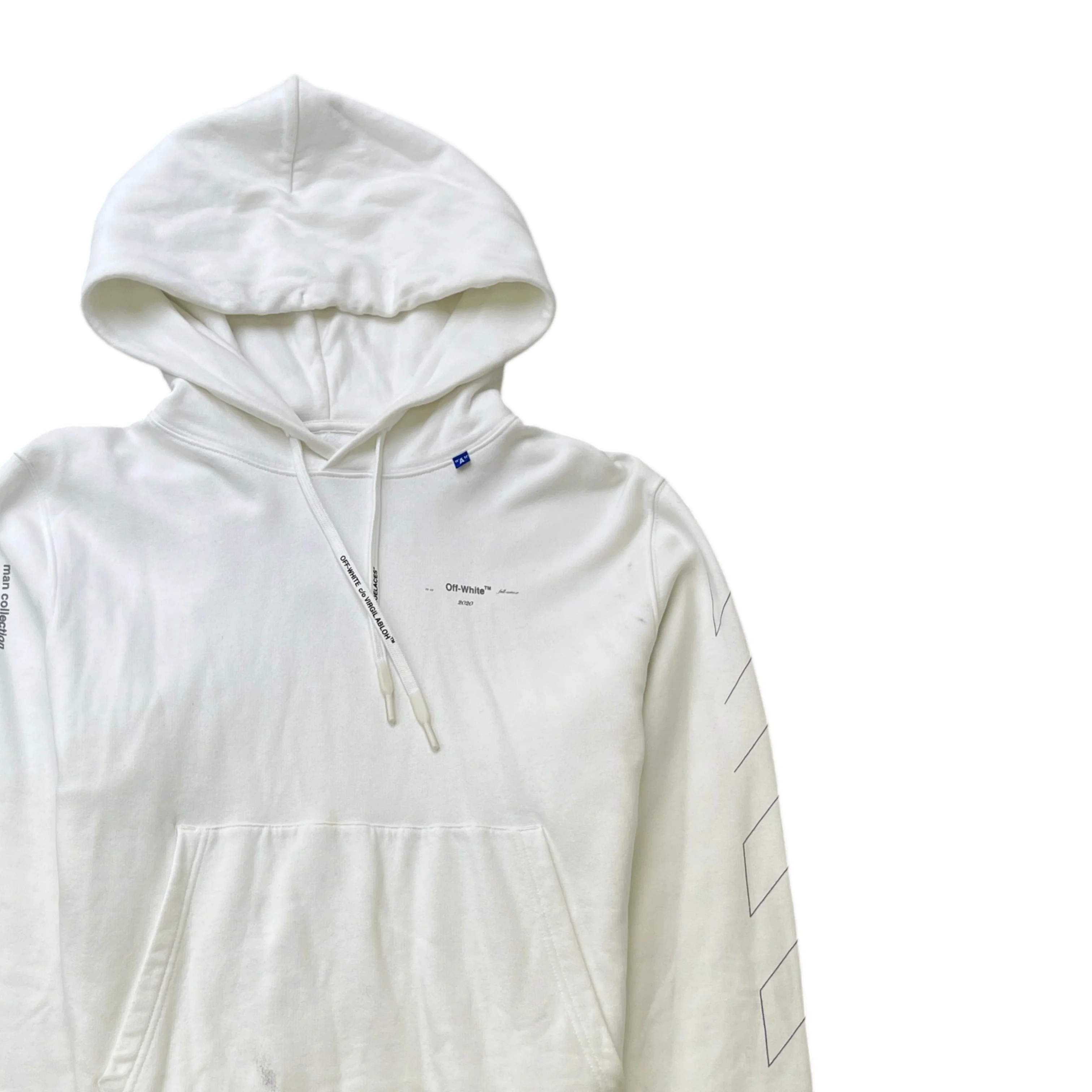 Men's Arrow Logo Print Hoodie White Size M - Image 3