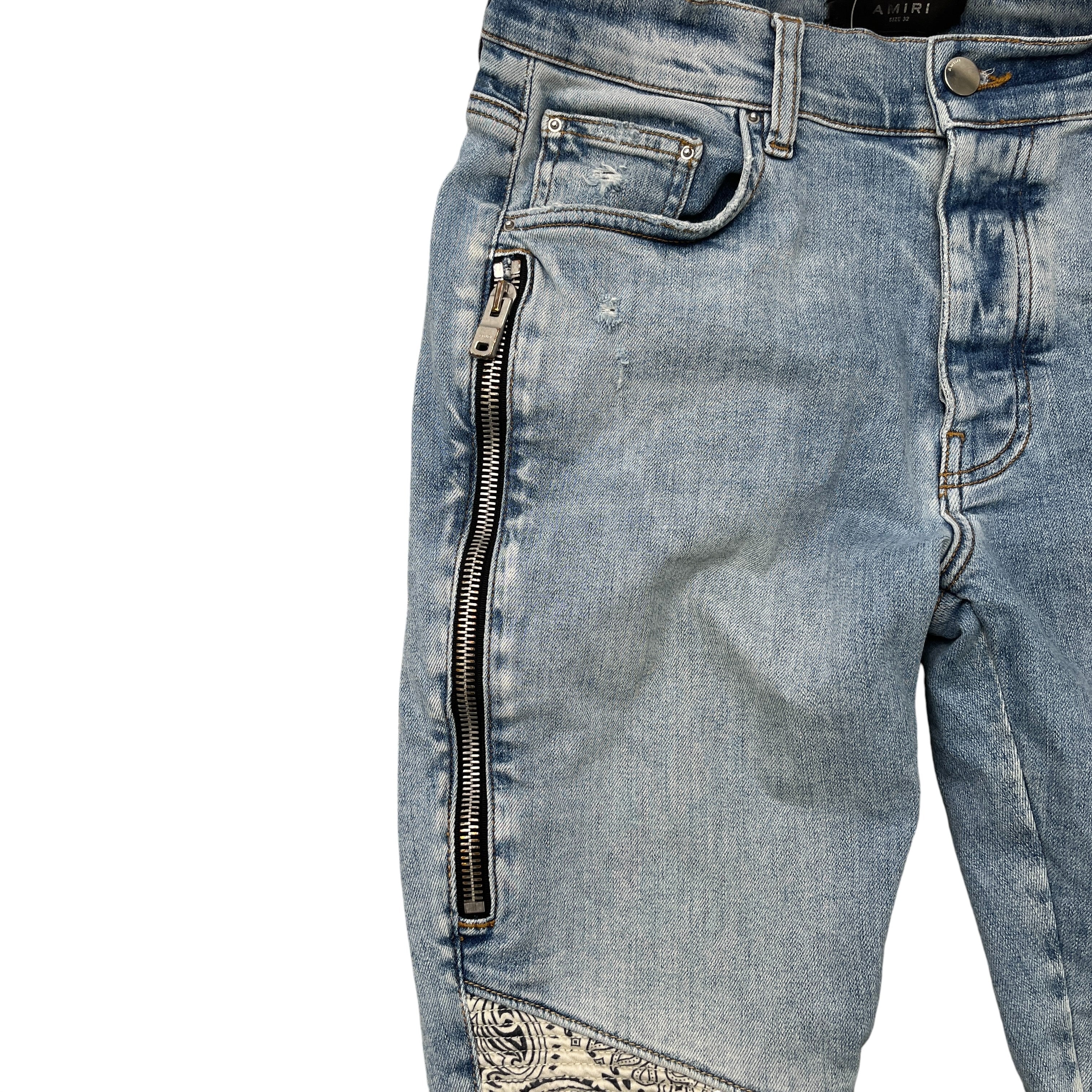 Men's Bandana Biker Jeans Blue Size Waist 32" - Image 5
