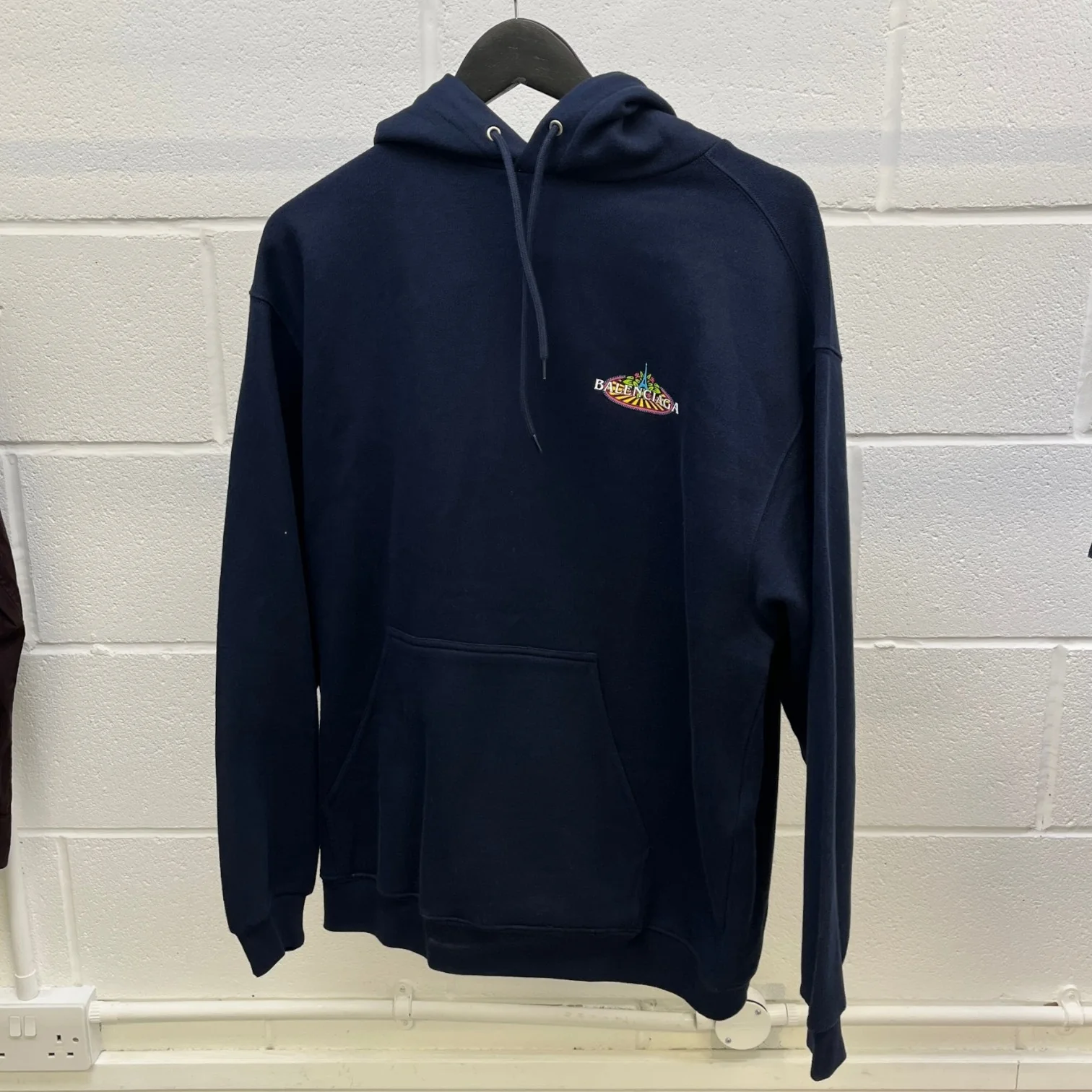 Men's Bonjour Logo Hoodie Navy Size S - Image 13