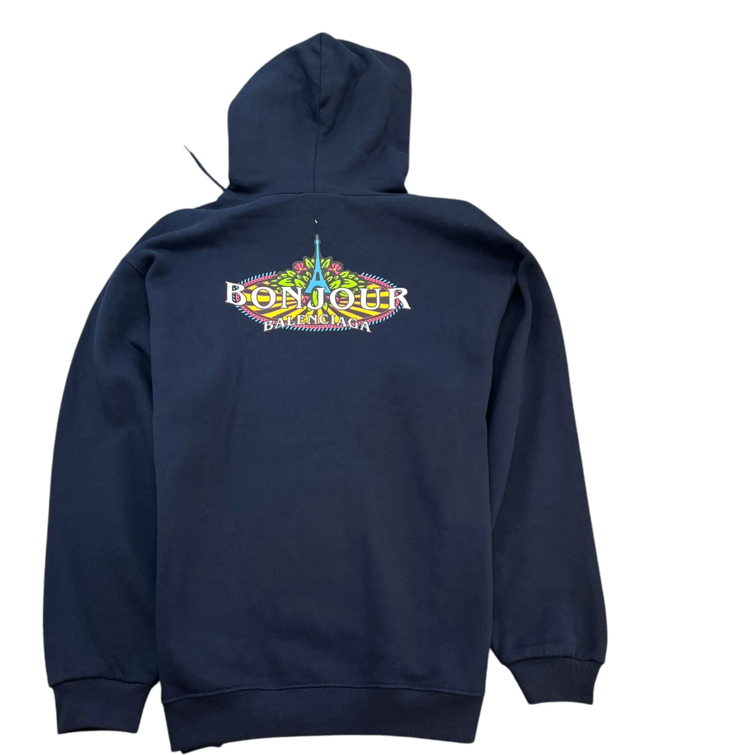 Men's Bonjour Logo Hoodie Navy Size S - Image 2