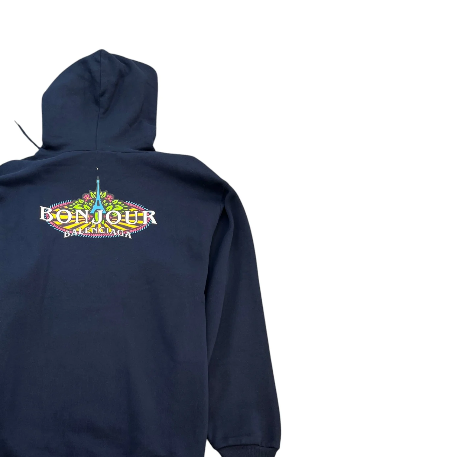 Men's Bonjour Logo Hoodie Navy Size S - Image 4