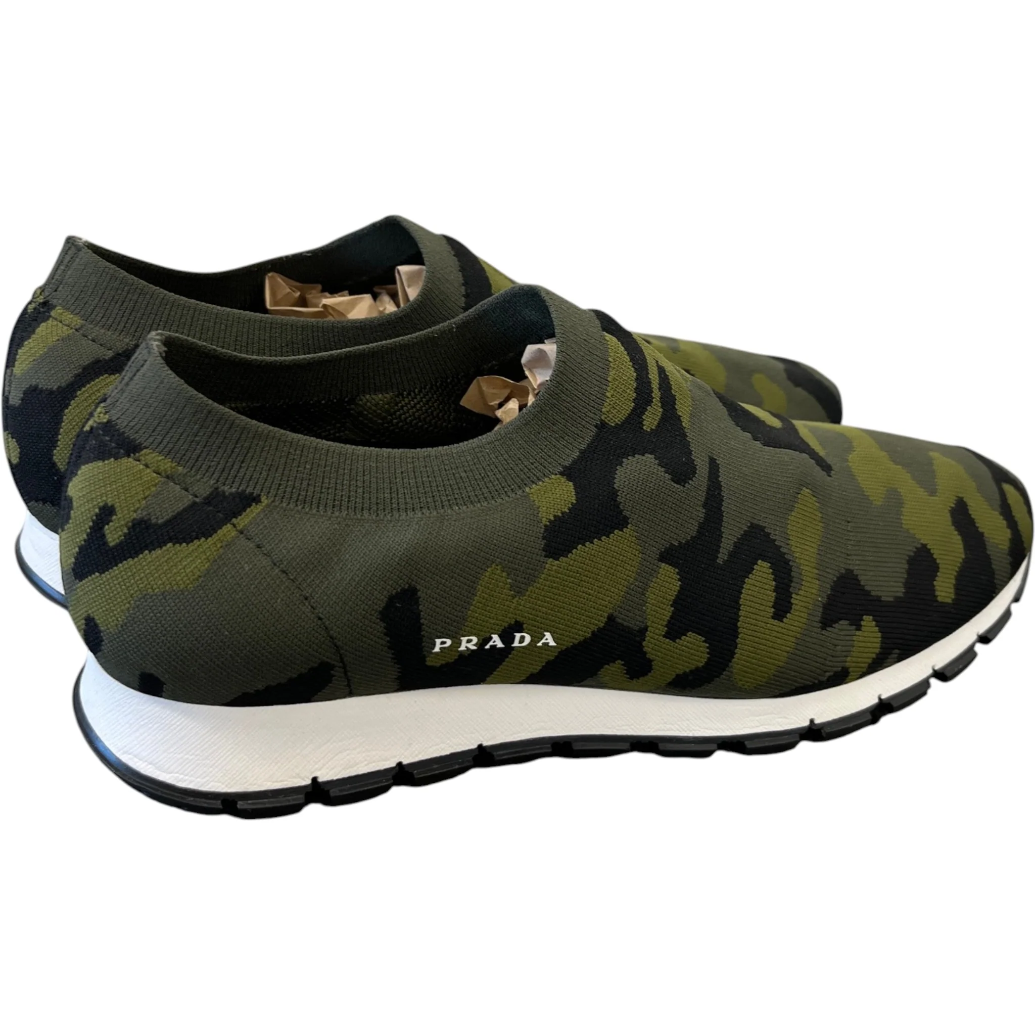 Men's Camouflage Print Knit Slip On Low Trainers Green Size EU 42 / UK 8 - Image 8