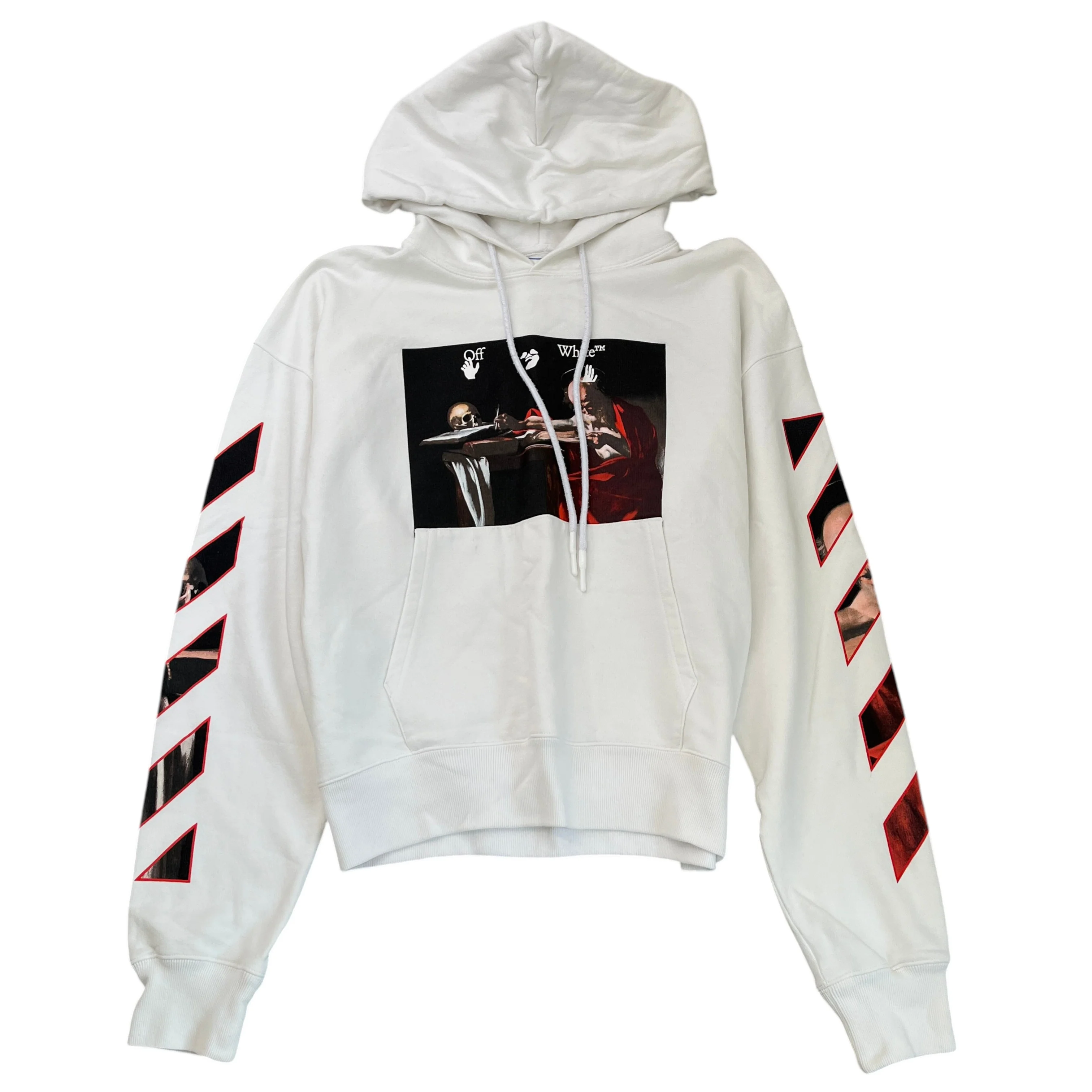Men's Caravaggio Print Hoodie White Size S