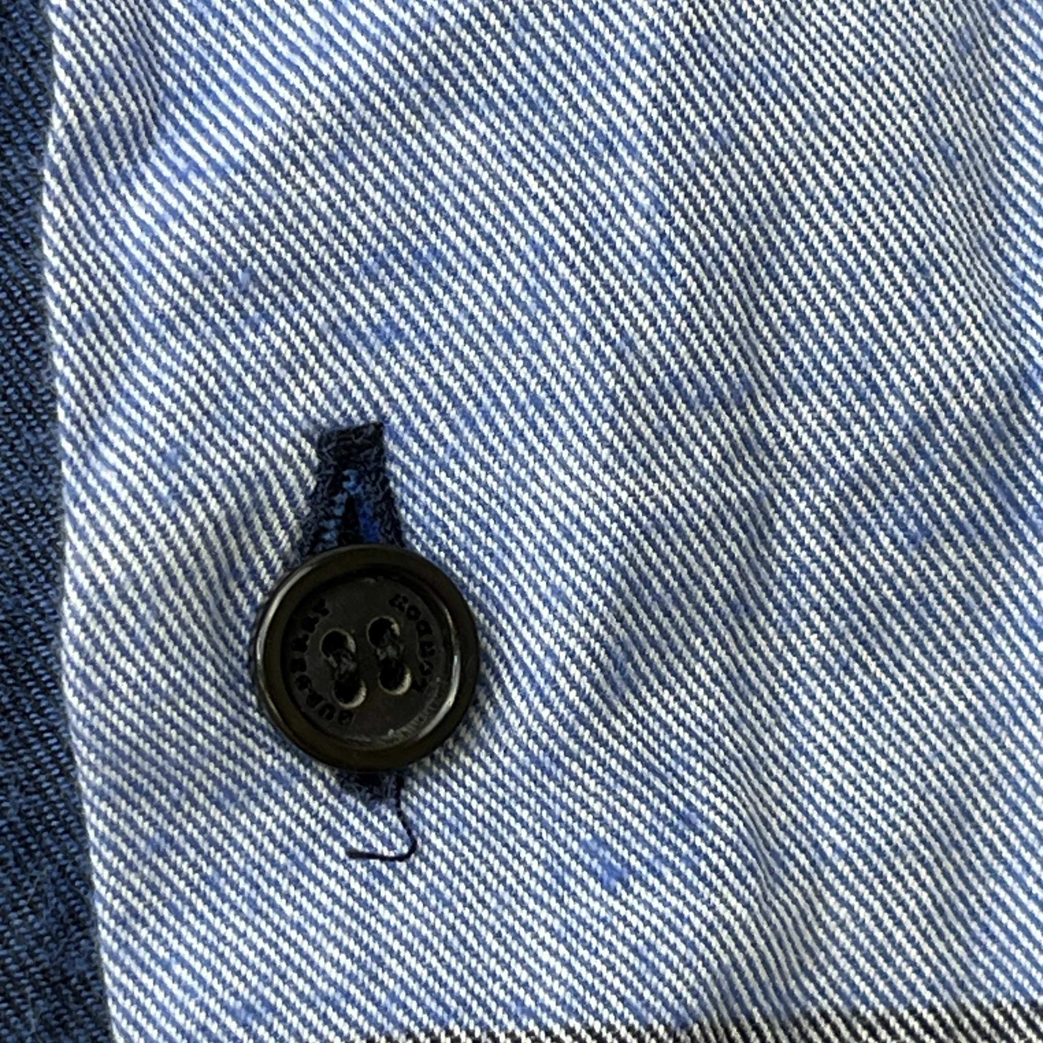 Men's Check Stretch Poplin Long Sleeve Shirt Navy Size M - Image 8