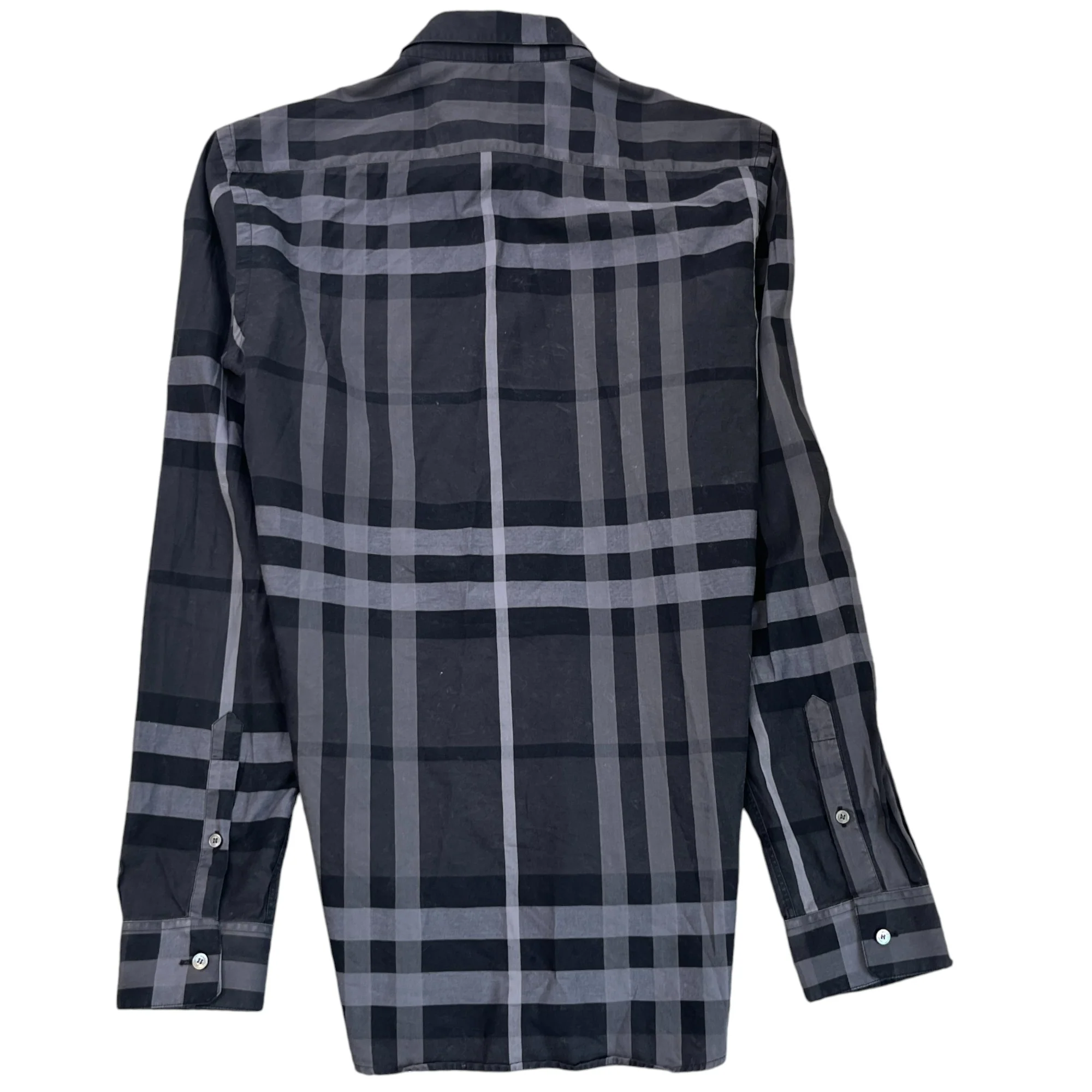 Men's Checkered Long Sleeve Shirt Navy Size S - Image 2