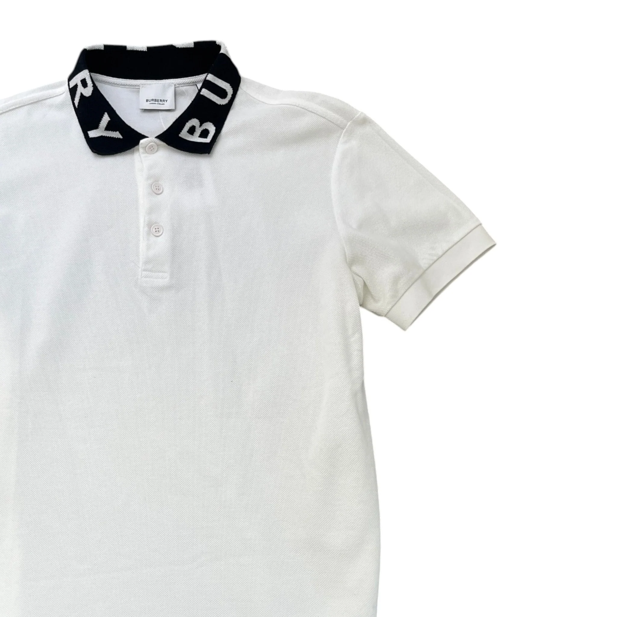 Men's Collar Logo Polo Shirt White Size S - Image 3