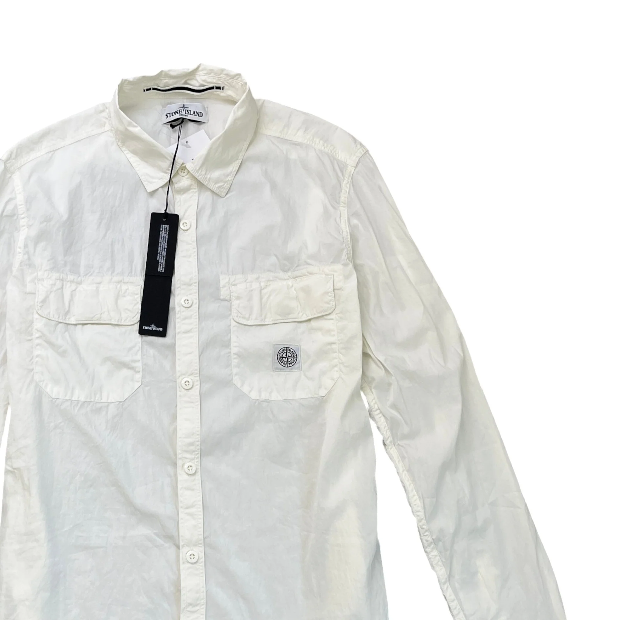 Men's Compass Logo Patch Long Sleeve Shirt White Size XL - Image 3
