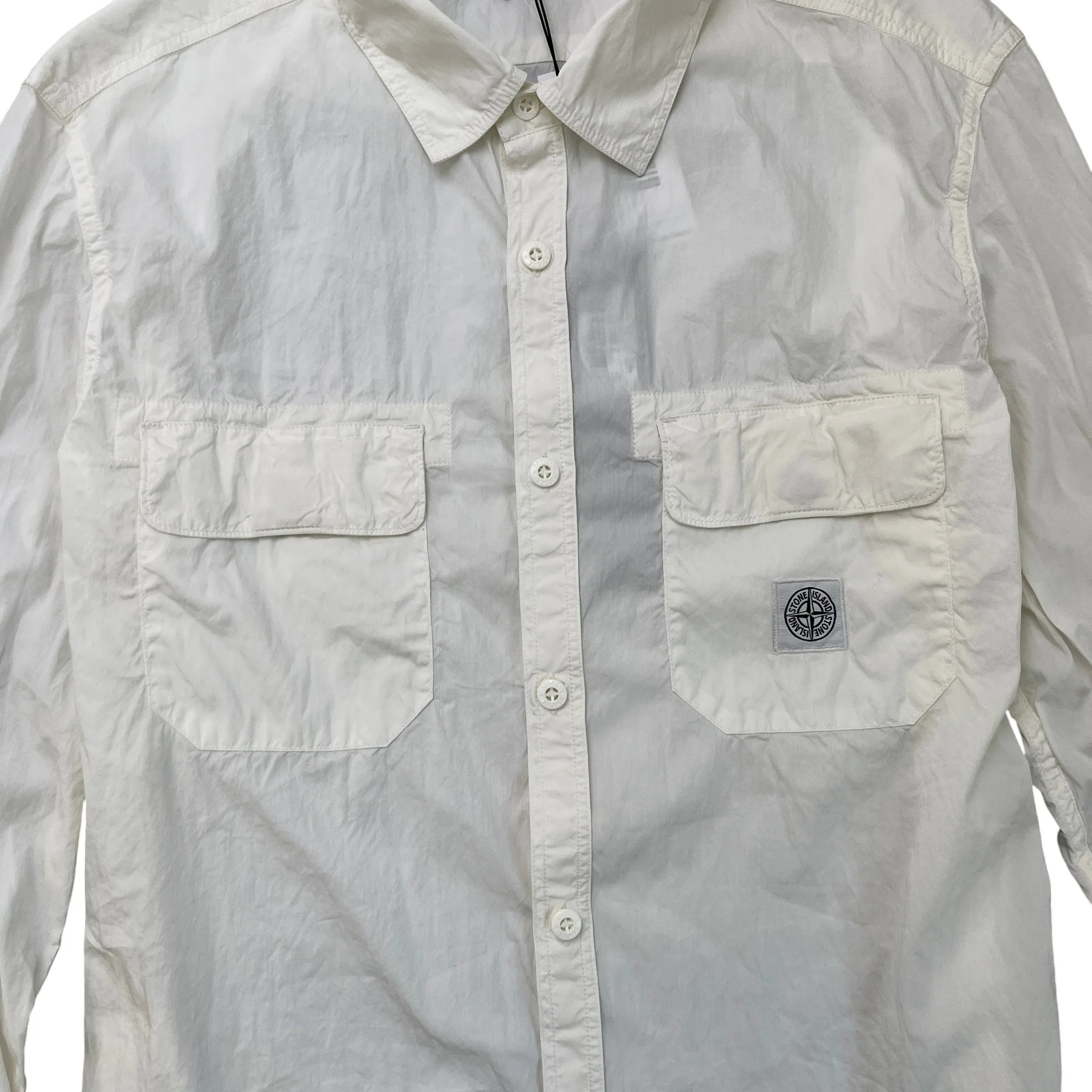 Men's Compass Logo Patch Long Sleeve Shirt White Size XL - Image 9