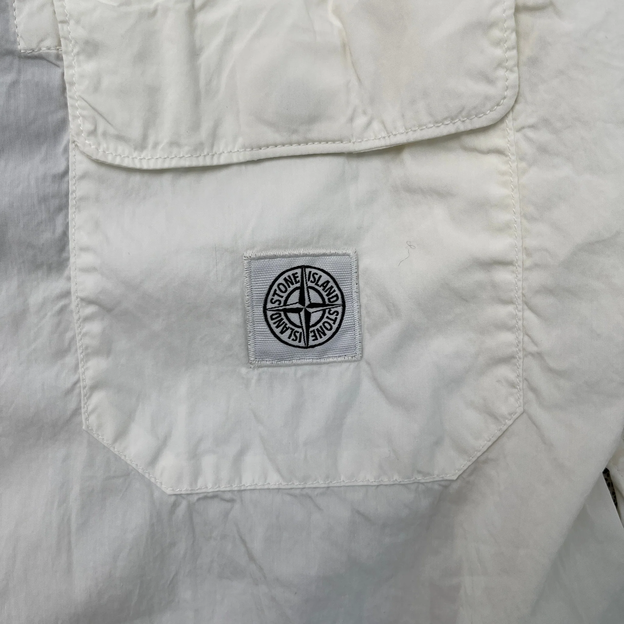 Men's Compass Logo Patch Long Sleeve Shirt White Size XL - Image 6