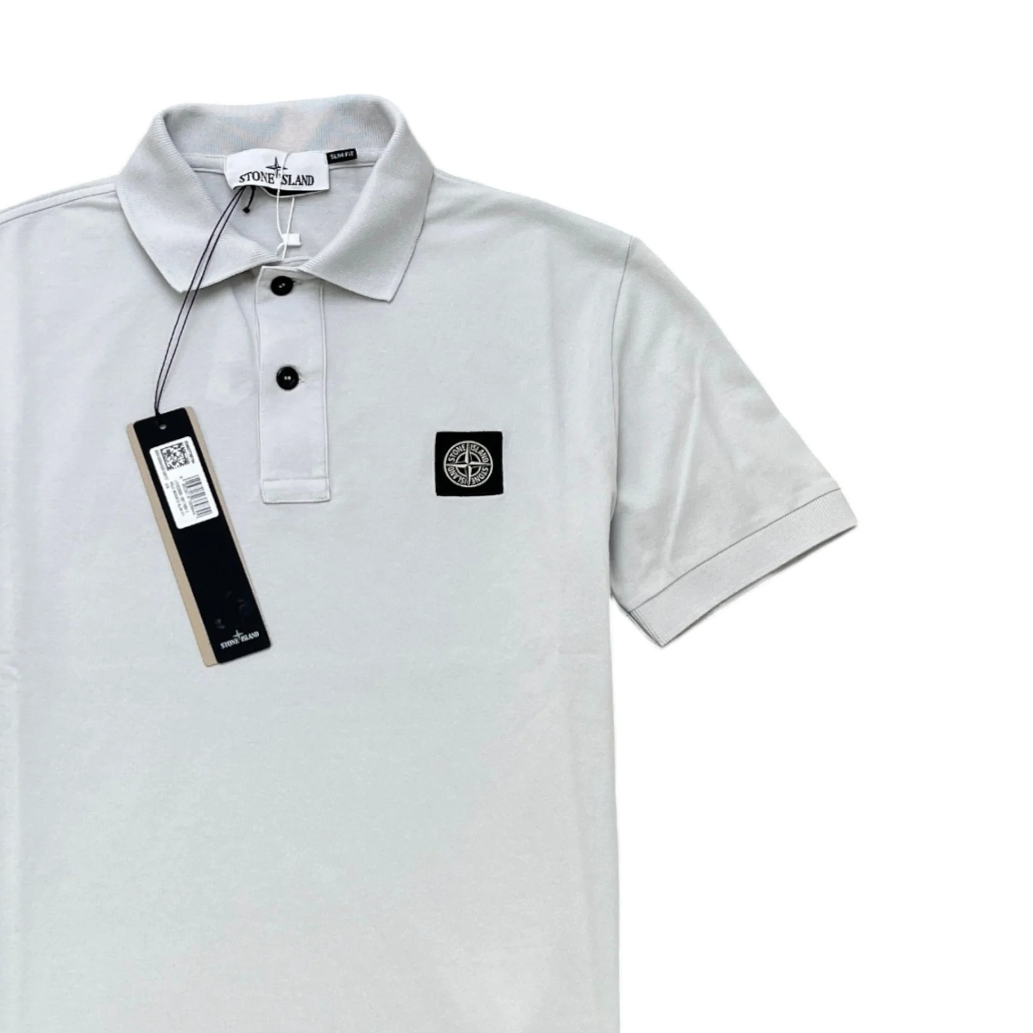 Men's Compass Logo Polo Shirt Grey Size M - Image 3