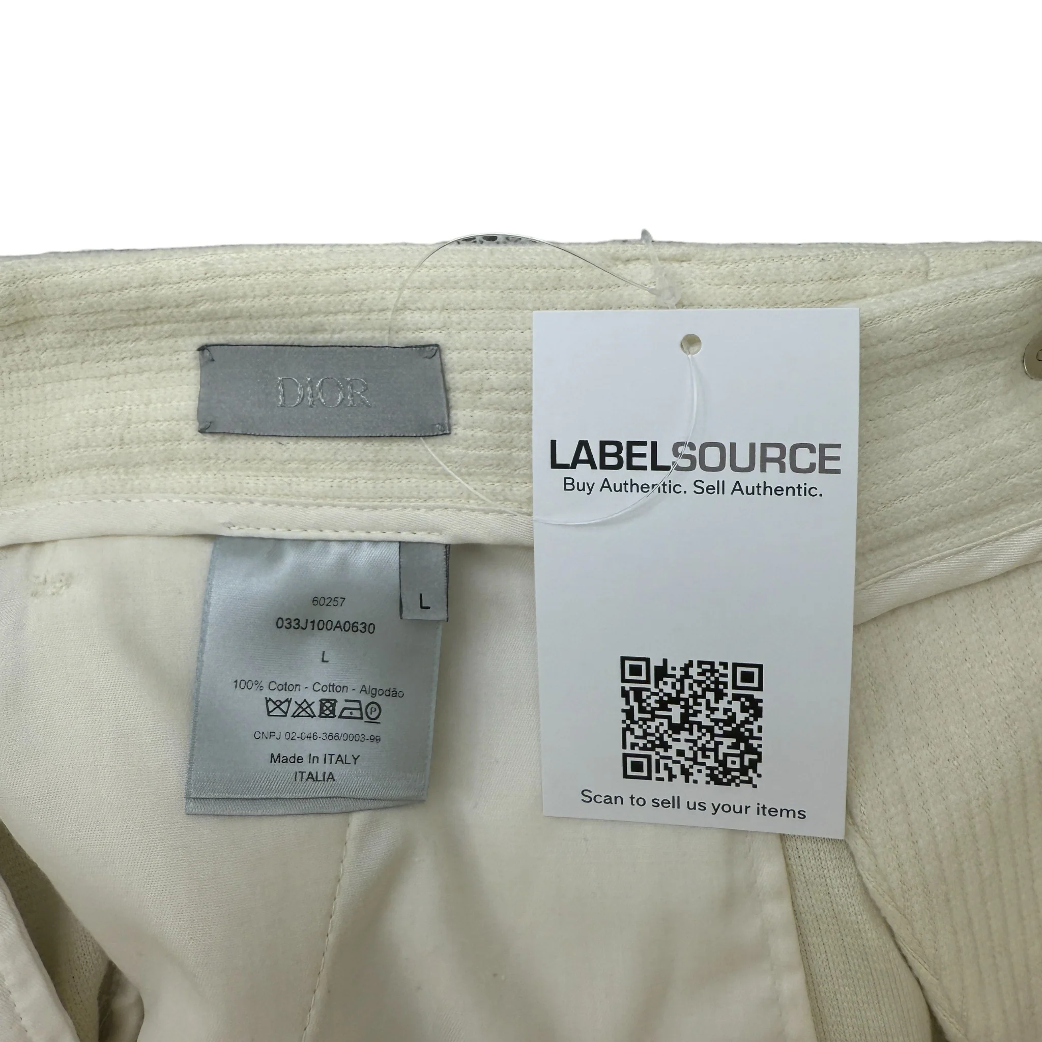 Men's Corduroy Embroidered Logo Shorts Cream Size L - Image 6