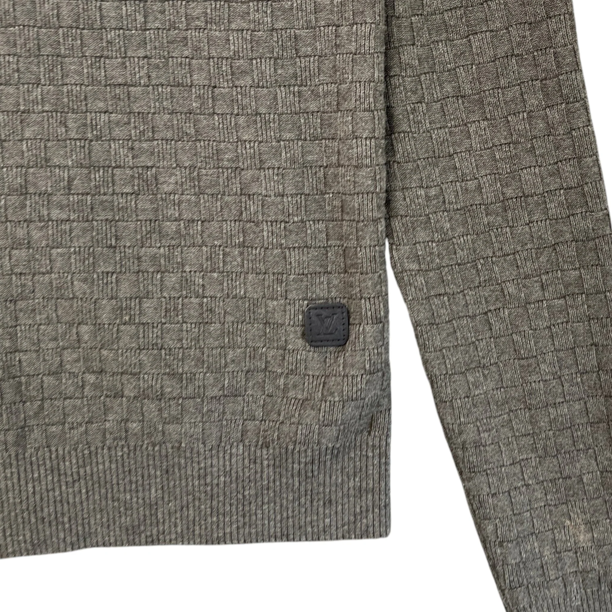 Men's Crewneck Damier Jumper Grey Size S - Image 5