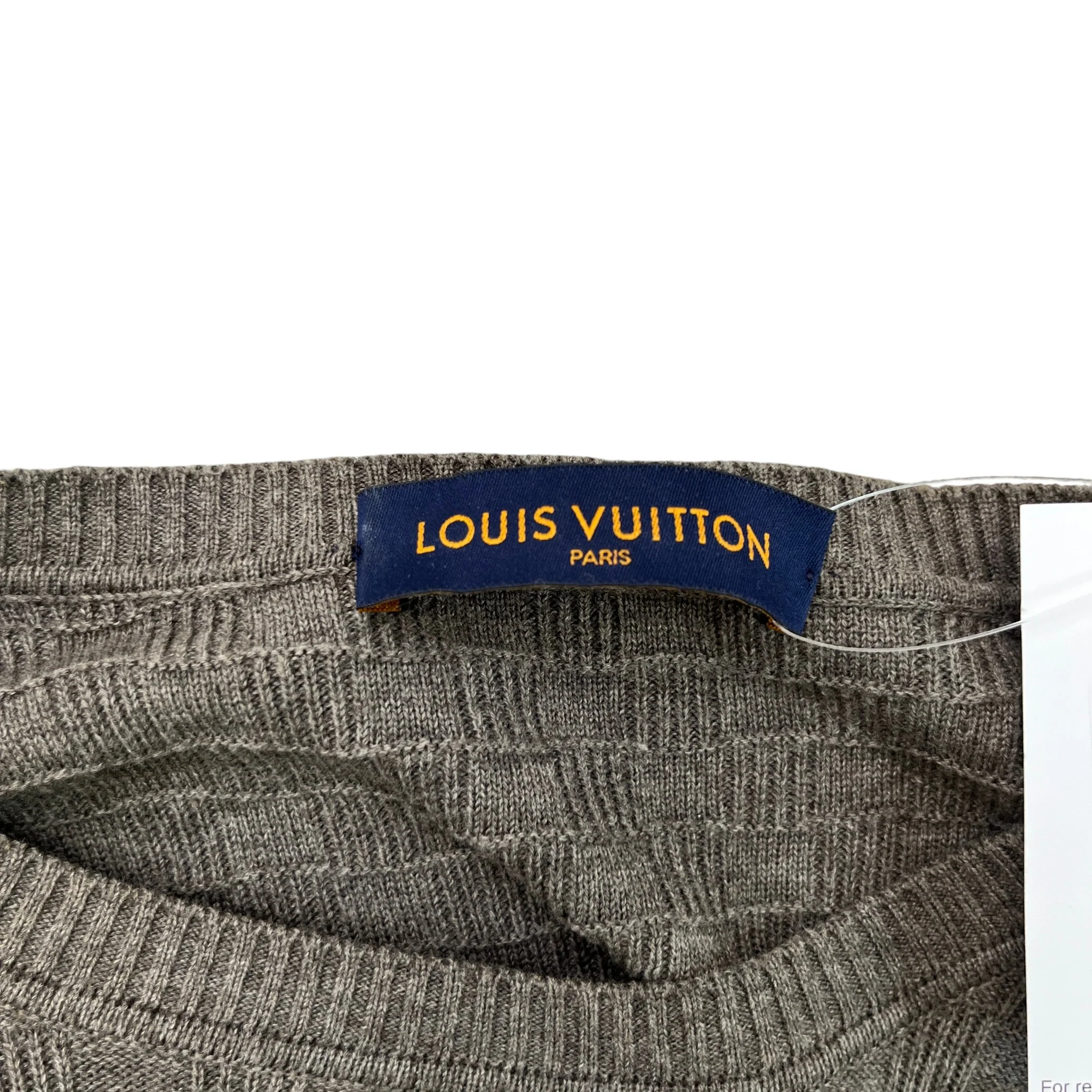 Men's Crewneck Damier Jumper Grey Size S - Image 7