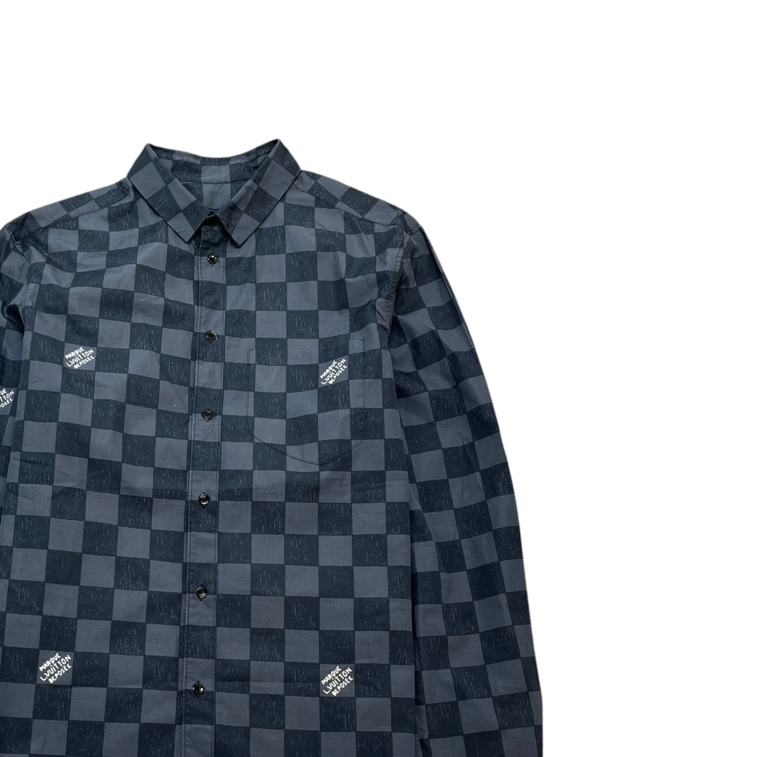 Men's Damier Fw21 Long Sleeve Shirt Charcoal Size L - Image 3