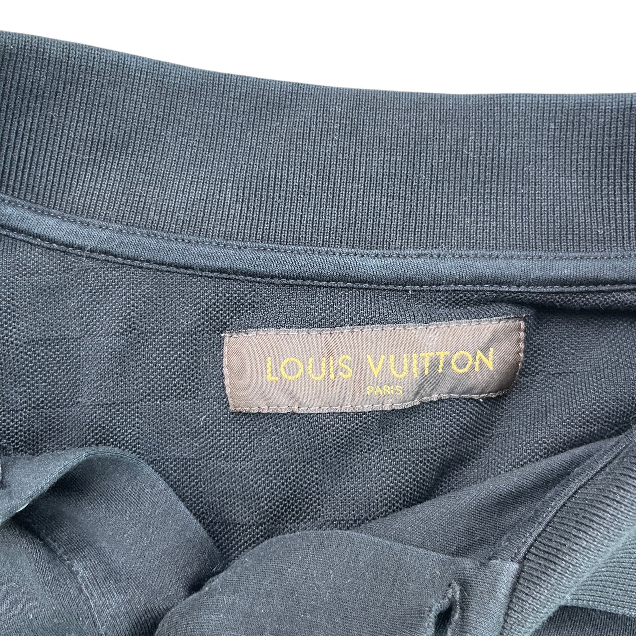 Men's Damier Pocket Polo Shirt Black Size XL - Image 7