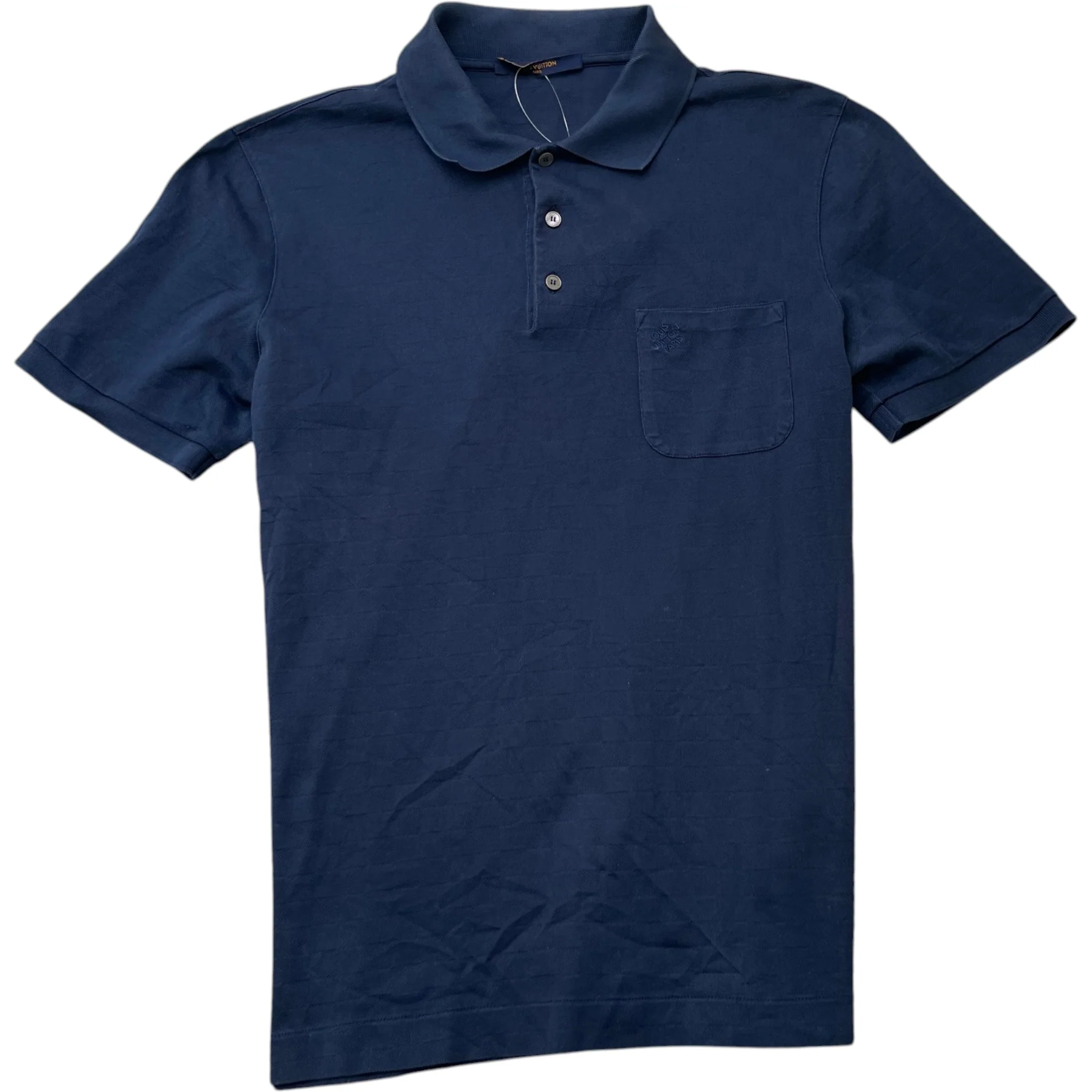 Men's Damier Pocket Polo Shirt Navy Size L