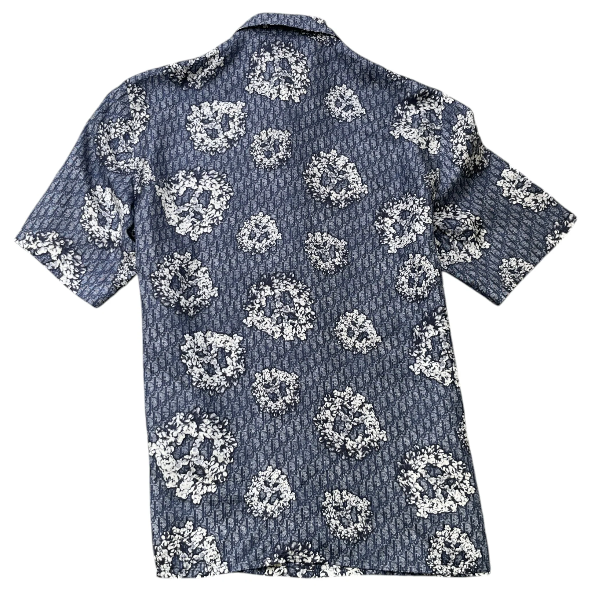 Men's Denim Tears Silk Twill Short Sleeve Shirt Navy Size M - Image 2