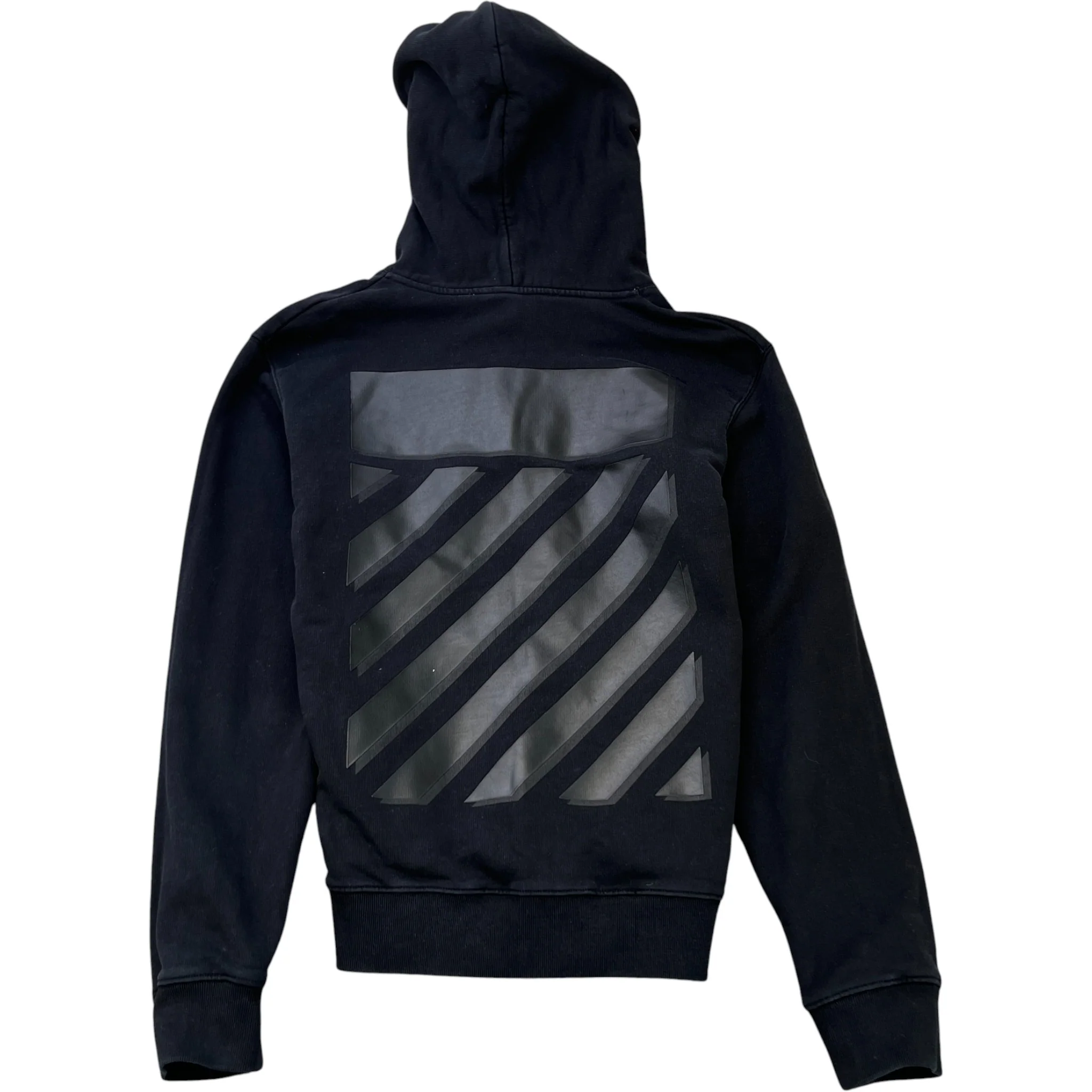 Men's Diagonal Print Hoodie Black Size M - Image 2