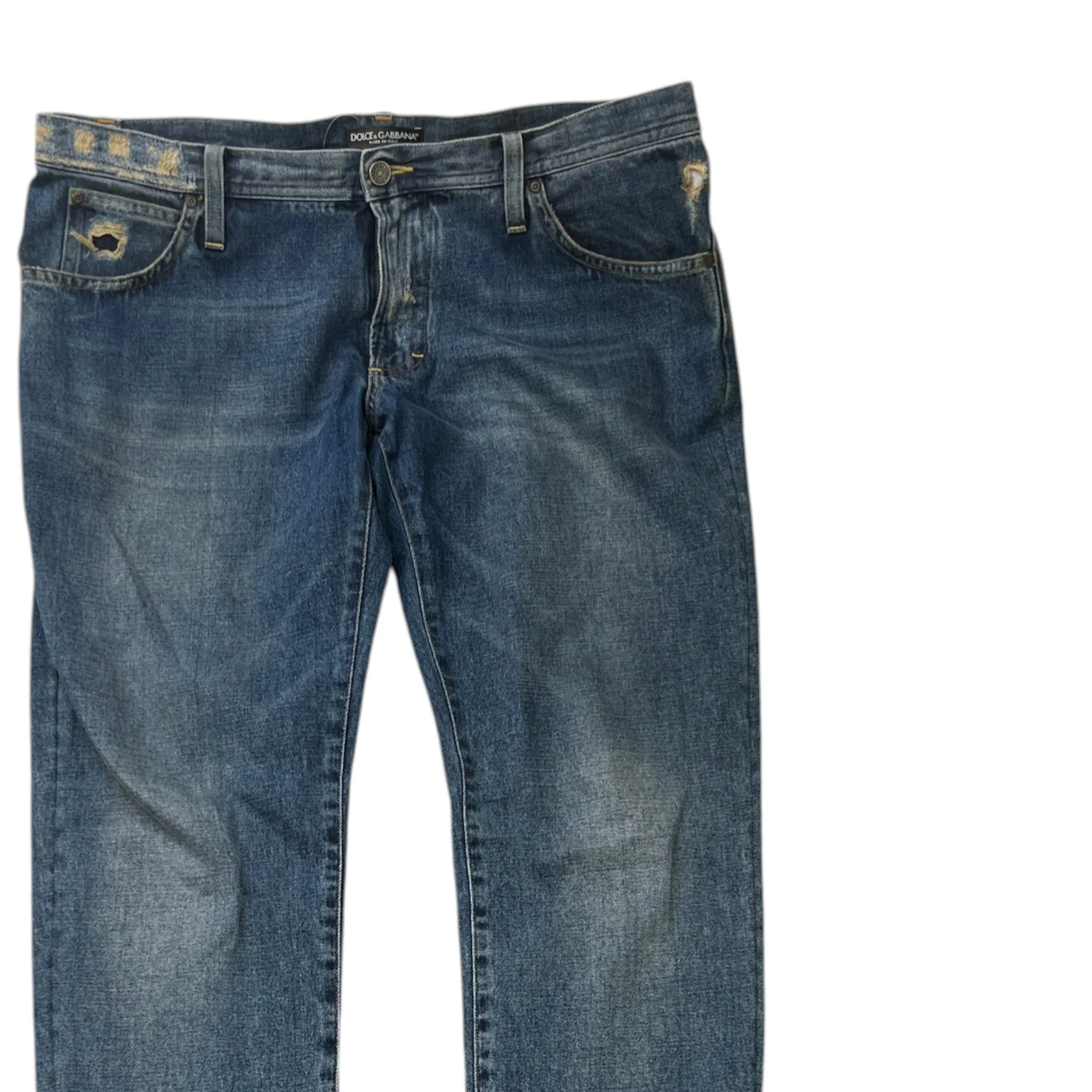 Men's Distressed Logo Pocket Jeans Blue Size IT 52 / UK 36 - Image 3