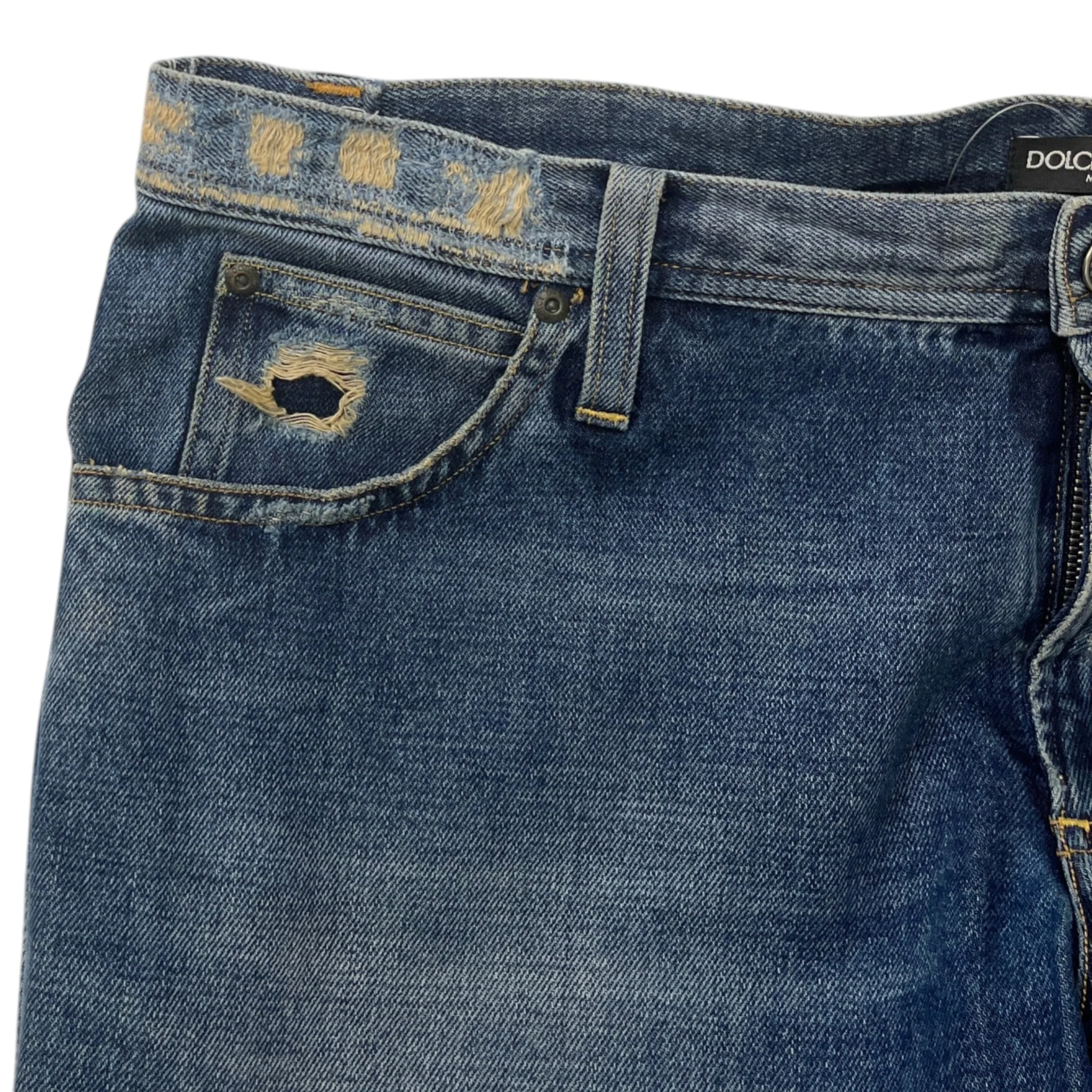 Men's Distressed Logo Pocket Jeans Blue Size IT 52 / UK 36 - Image 5