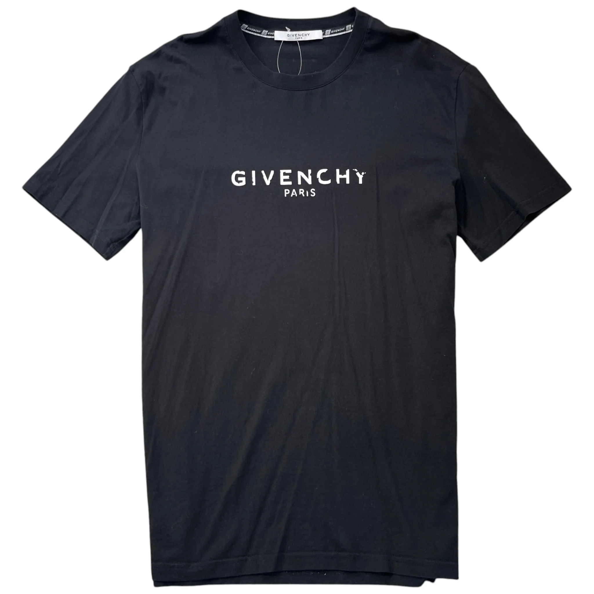 Men's Distressed Logo Print T-Shirt Black Size XXL
