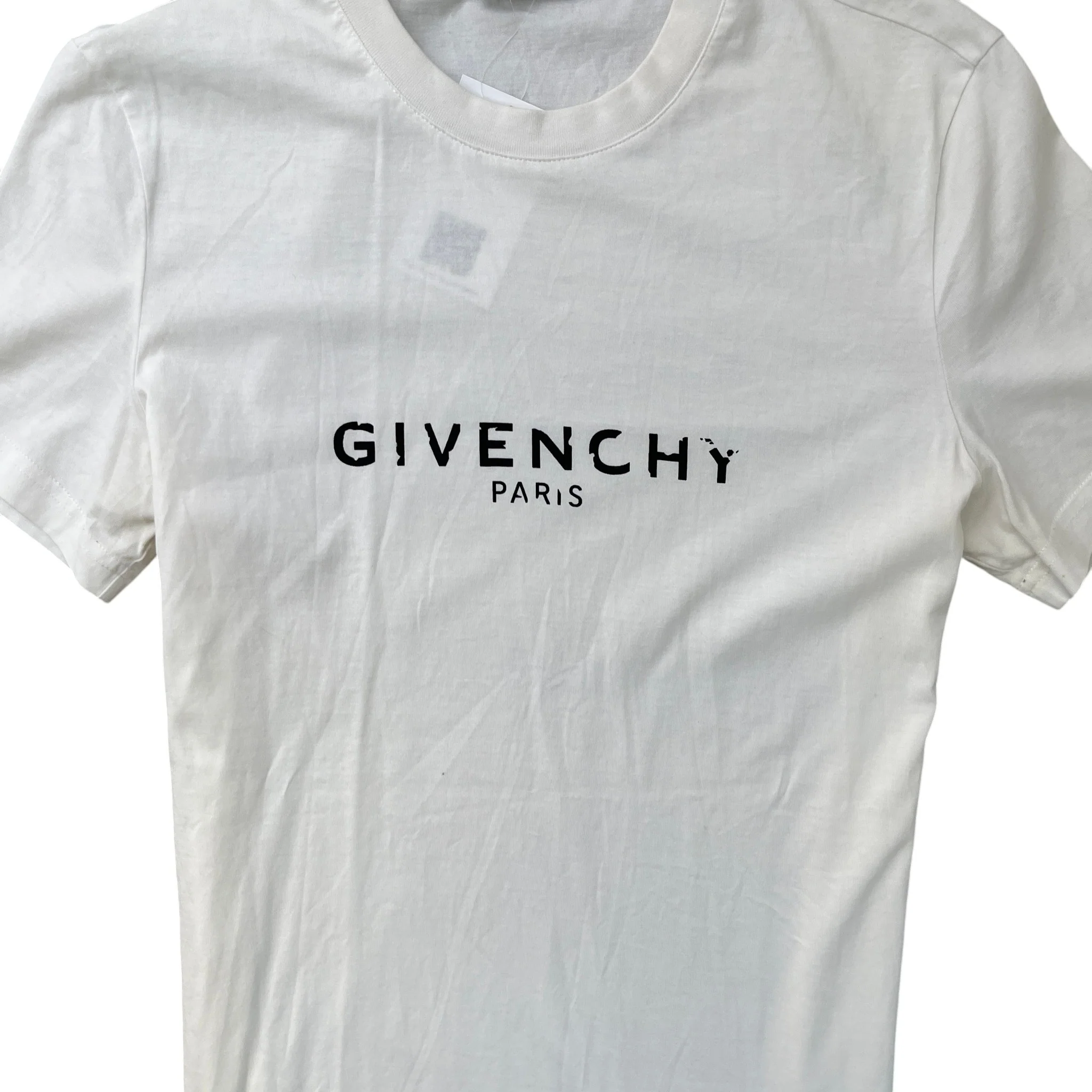 Men's Distressed Logo Print T-Shirt White Size XS - Image 5