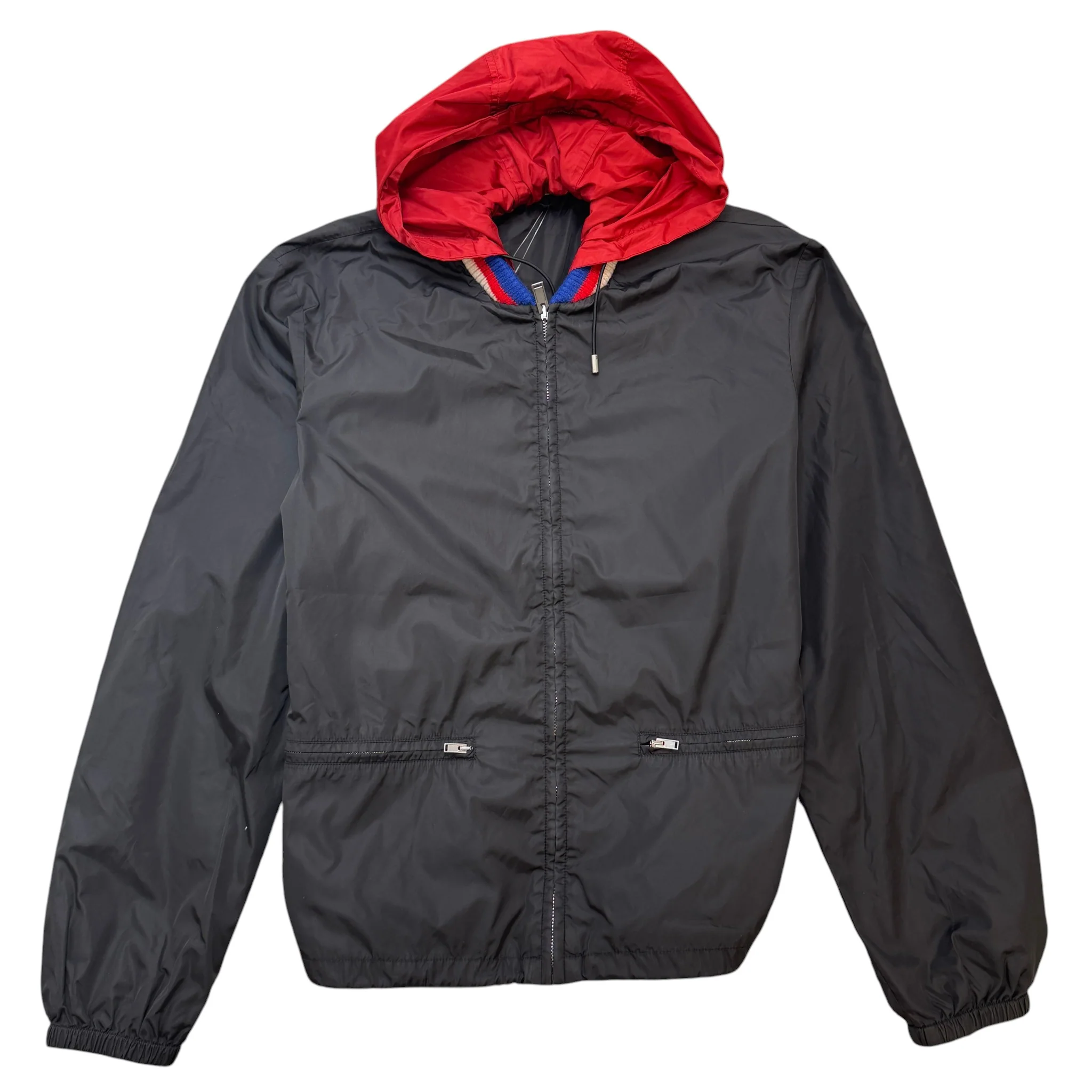 Men's Distressed Logo Print Windbreaker Black Size IT 48 / M