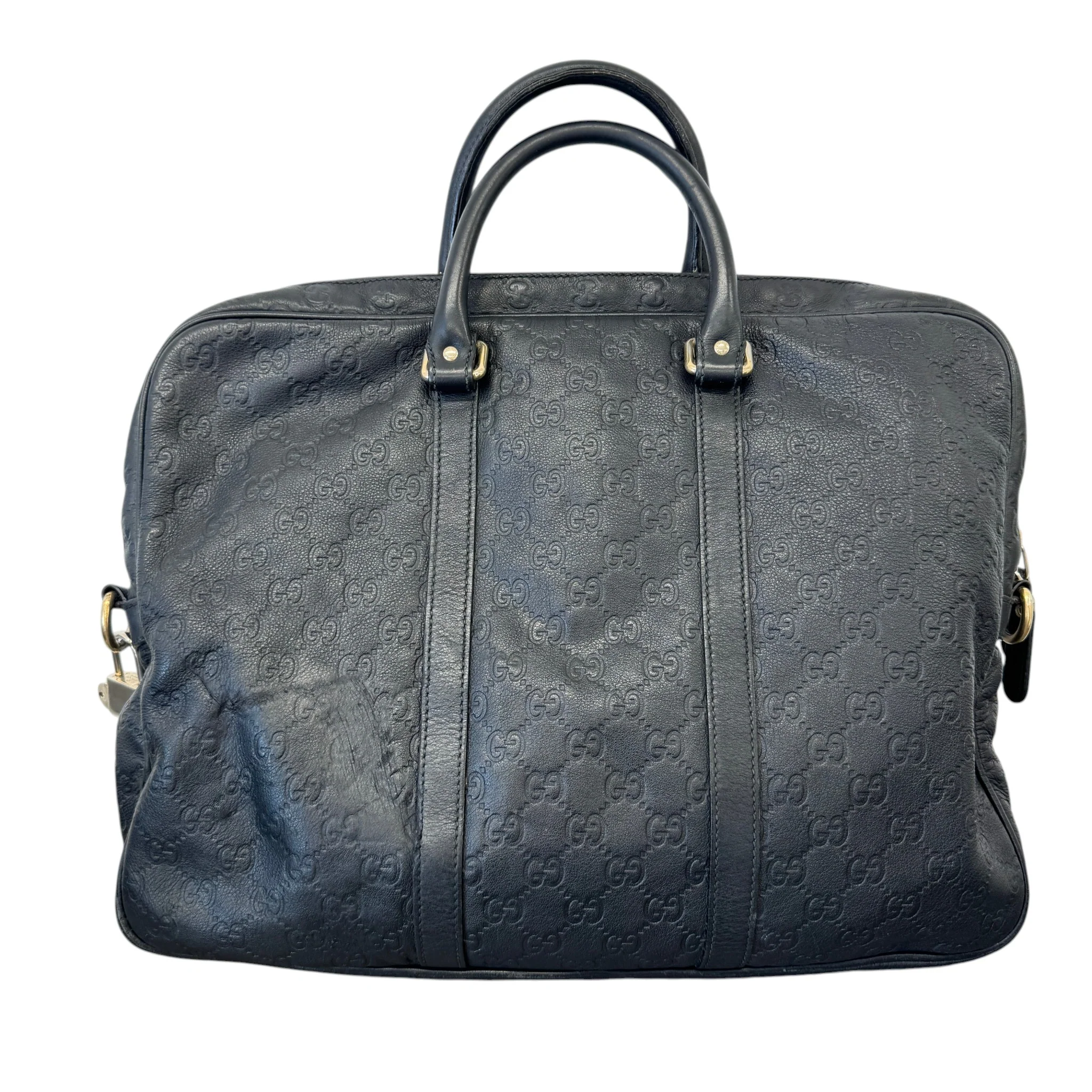 Men's Embossed Gg Briefcase Bag Black - Image 3