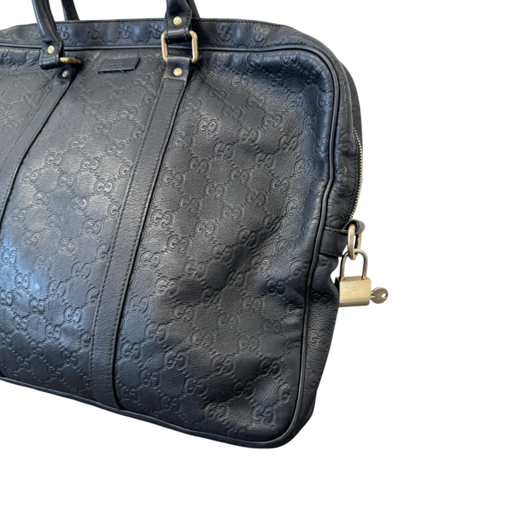 Men's Embossed Gg Briefcase Bag Black - Image 4