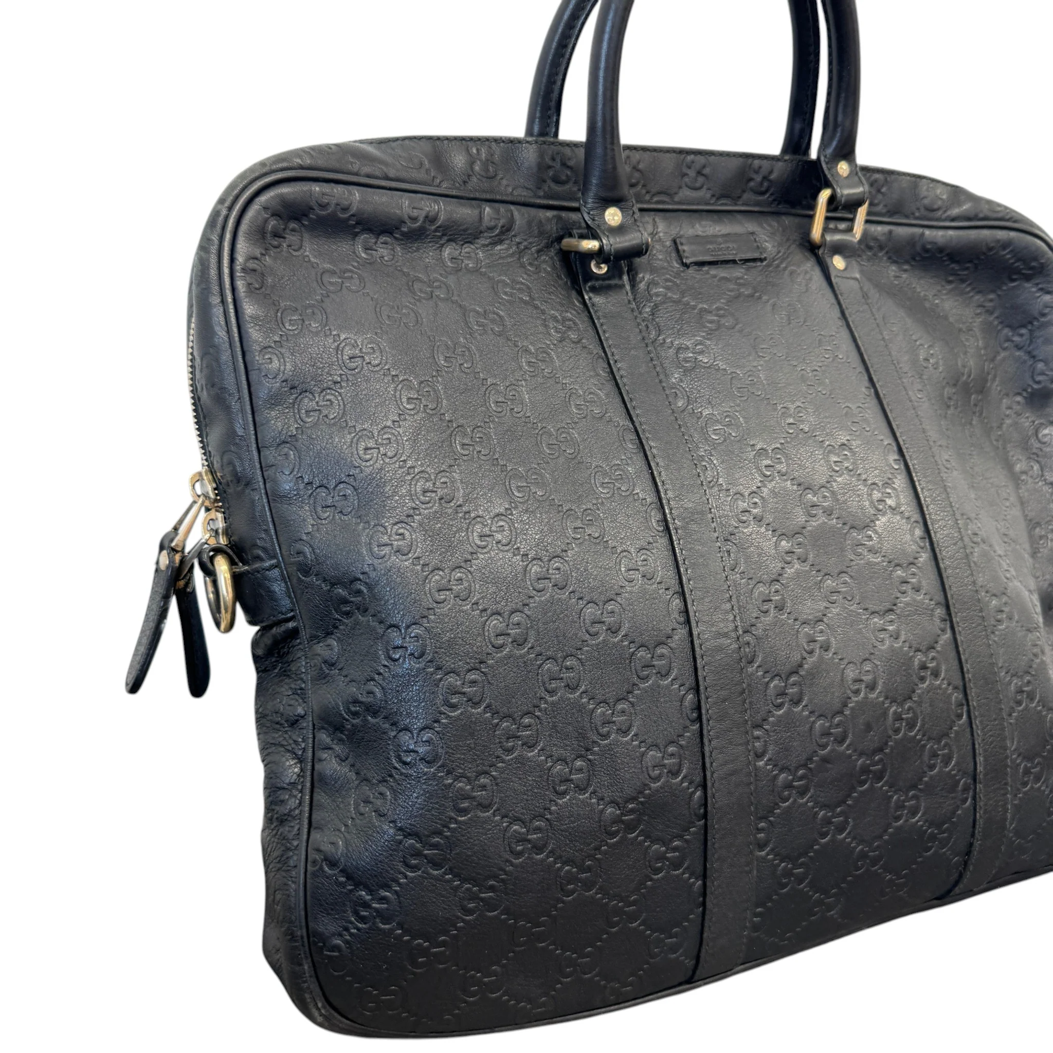Men's Embossed Gg Briefcase Bag Black - Image 5