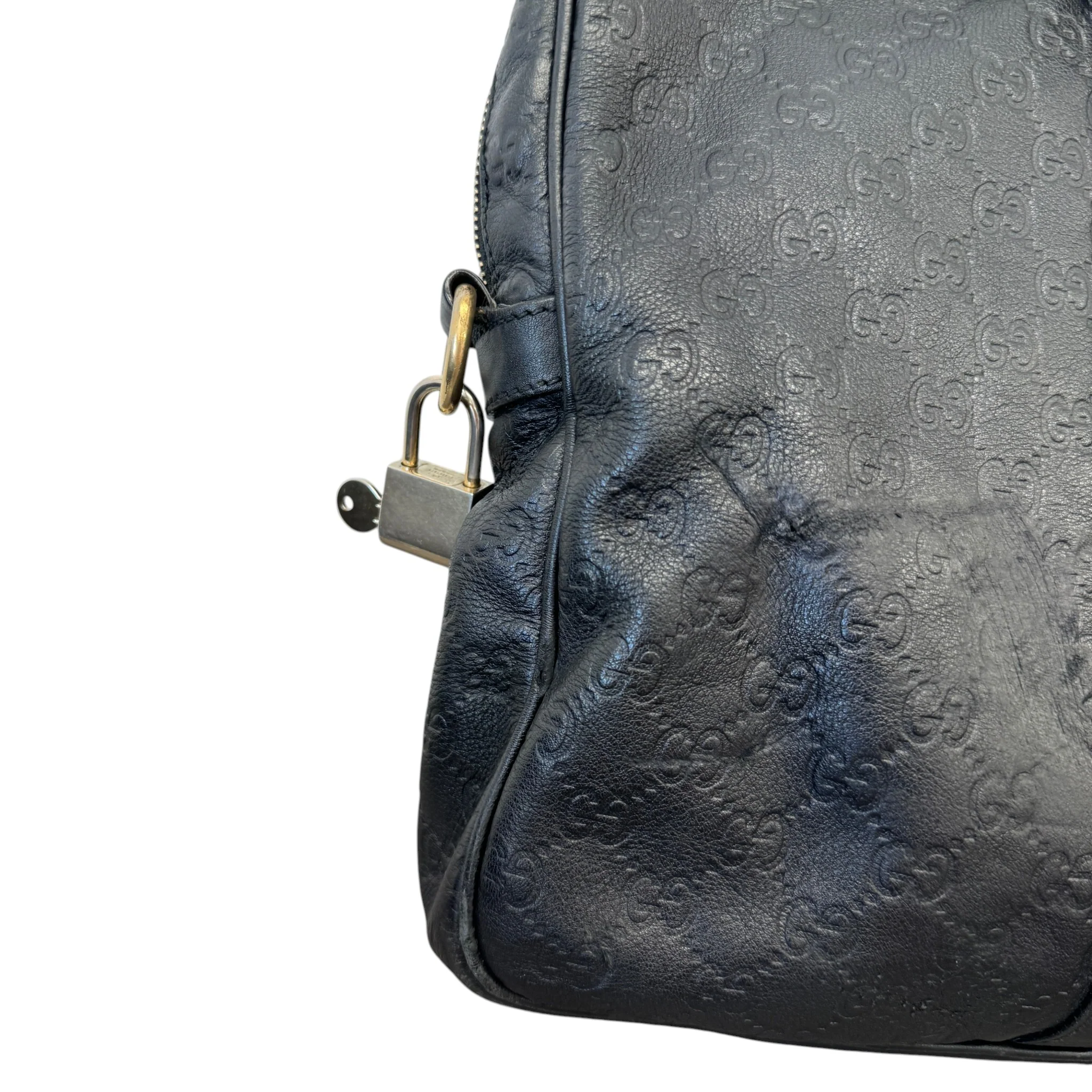 Men's Embossed Gg Briefcase Bag Black - Image 7