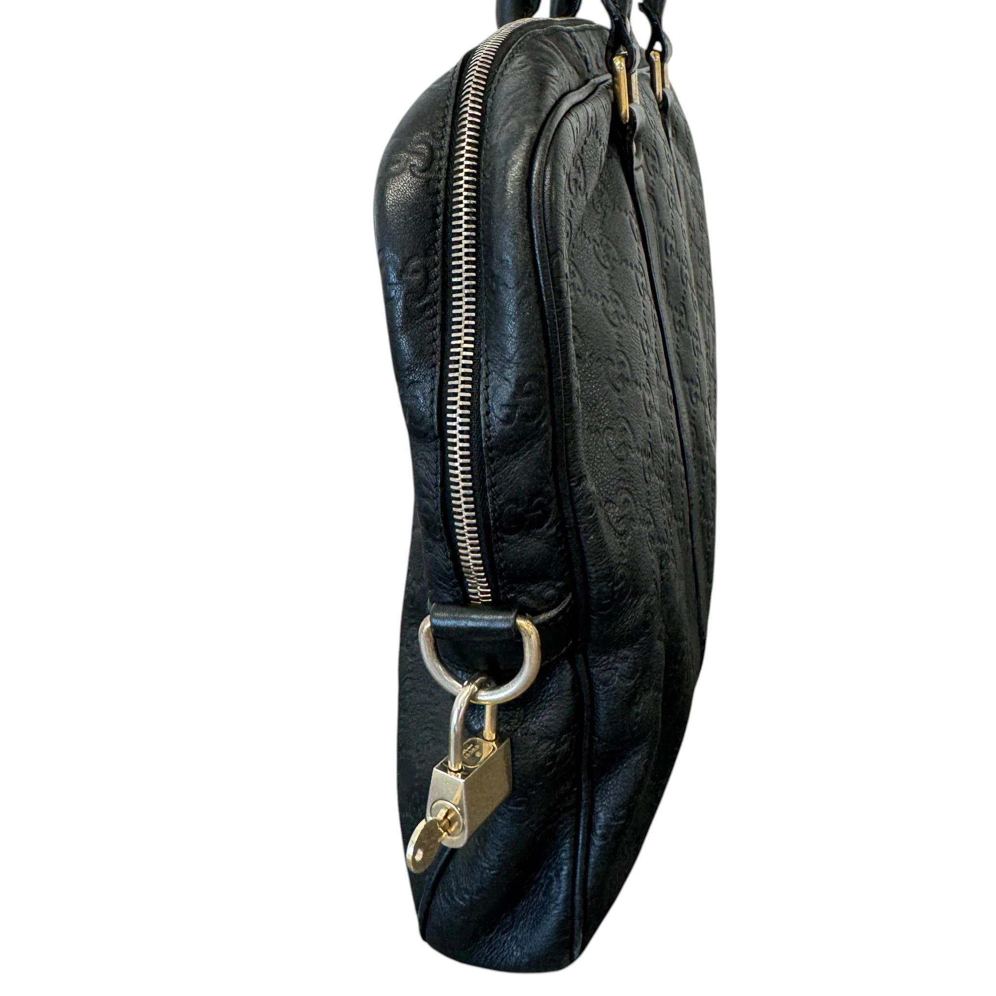 Men's Embossed Gg Briefcase Bag Black - Image 9