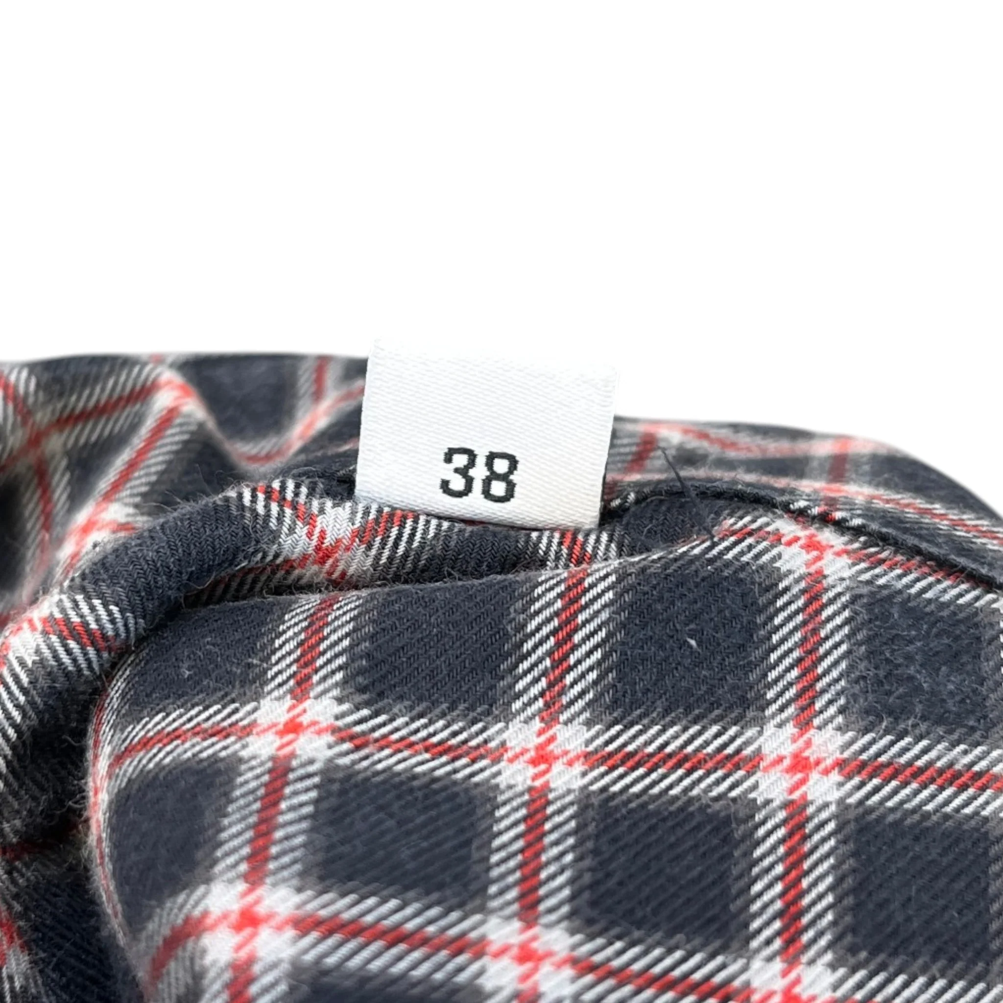 Men's Embroidered Logo Collar Check Long Sleeve Shirt Navy Size S - Image 13