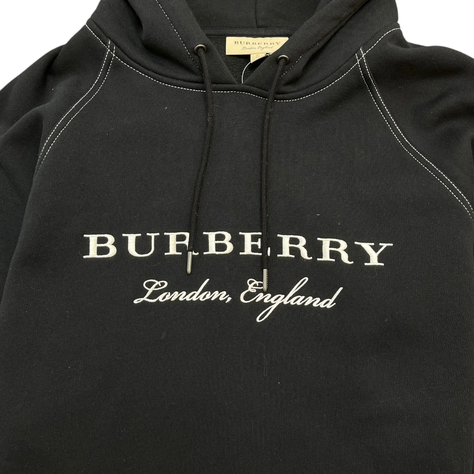 Men's Embroidered Logo Hoodie Black Size XL - Image 6