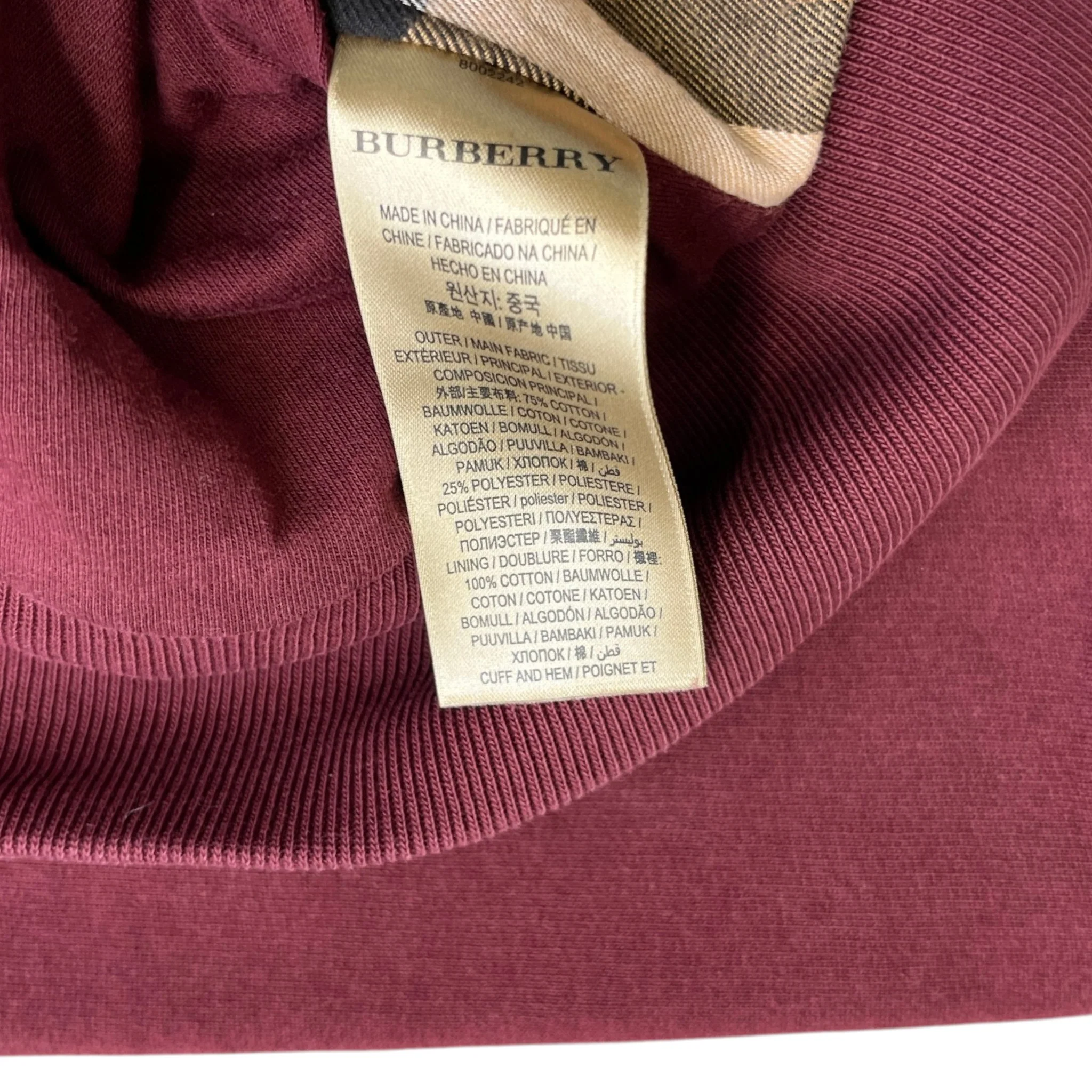 Men's Embroidered Logo Hoodie Burgundy Size L - Image 6