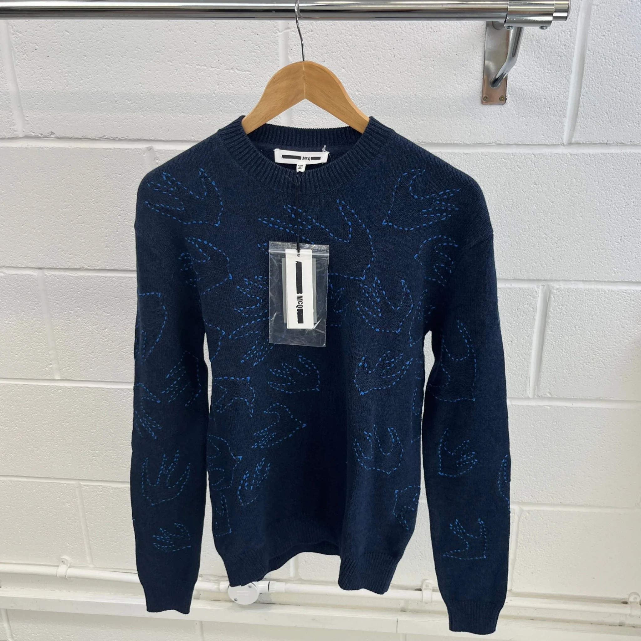 Men's Embroidered Logo Jumper Navy Size XXS - Image 10
