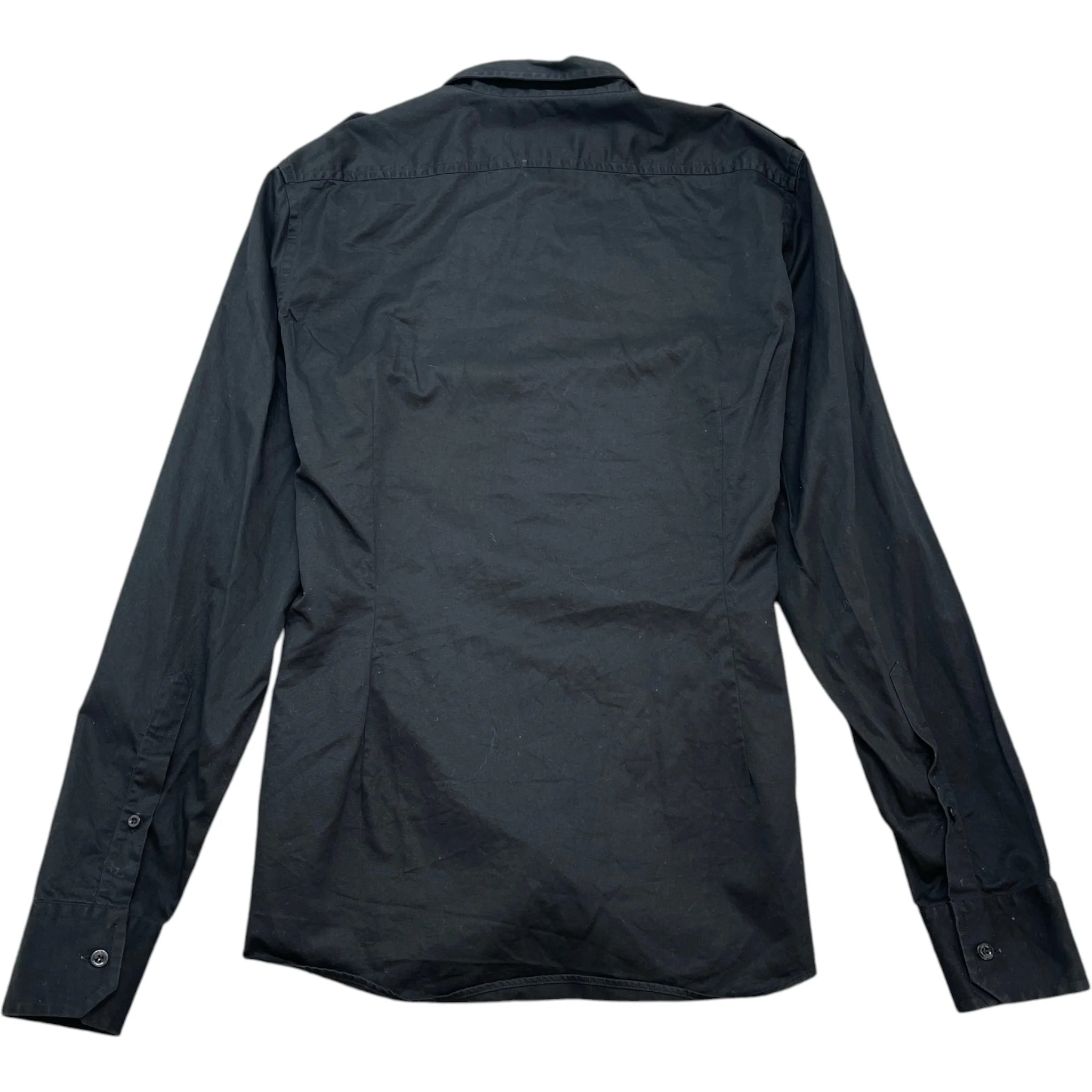 Men's Embroidered Logo Long Sleeve Shirt Black Size L - Image 2