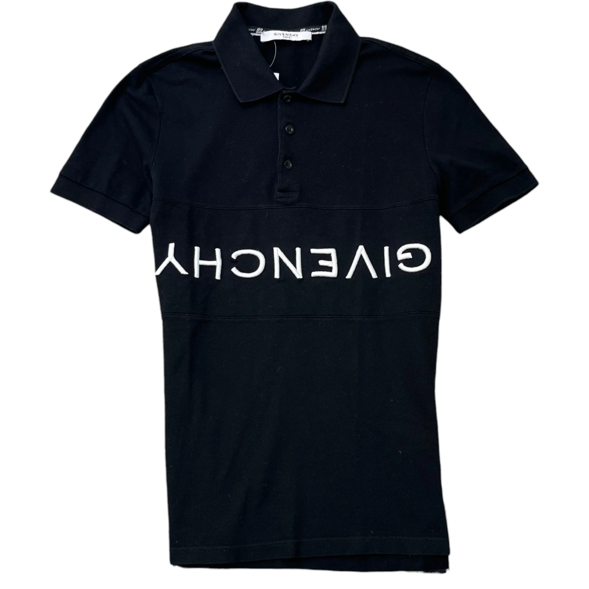 Men's Embroidered Logo Polo Shirt Black Size XS
