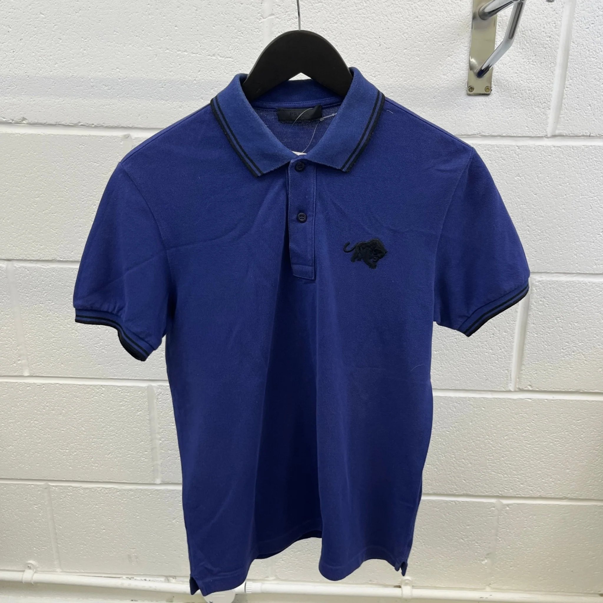 Men's Embroidered Logo Polo Shirt Navy Size S - Image 8