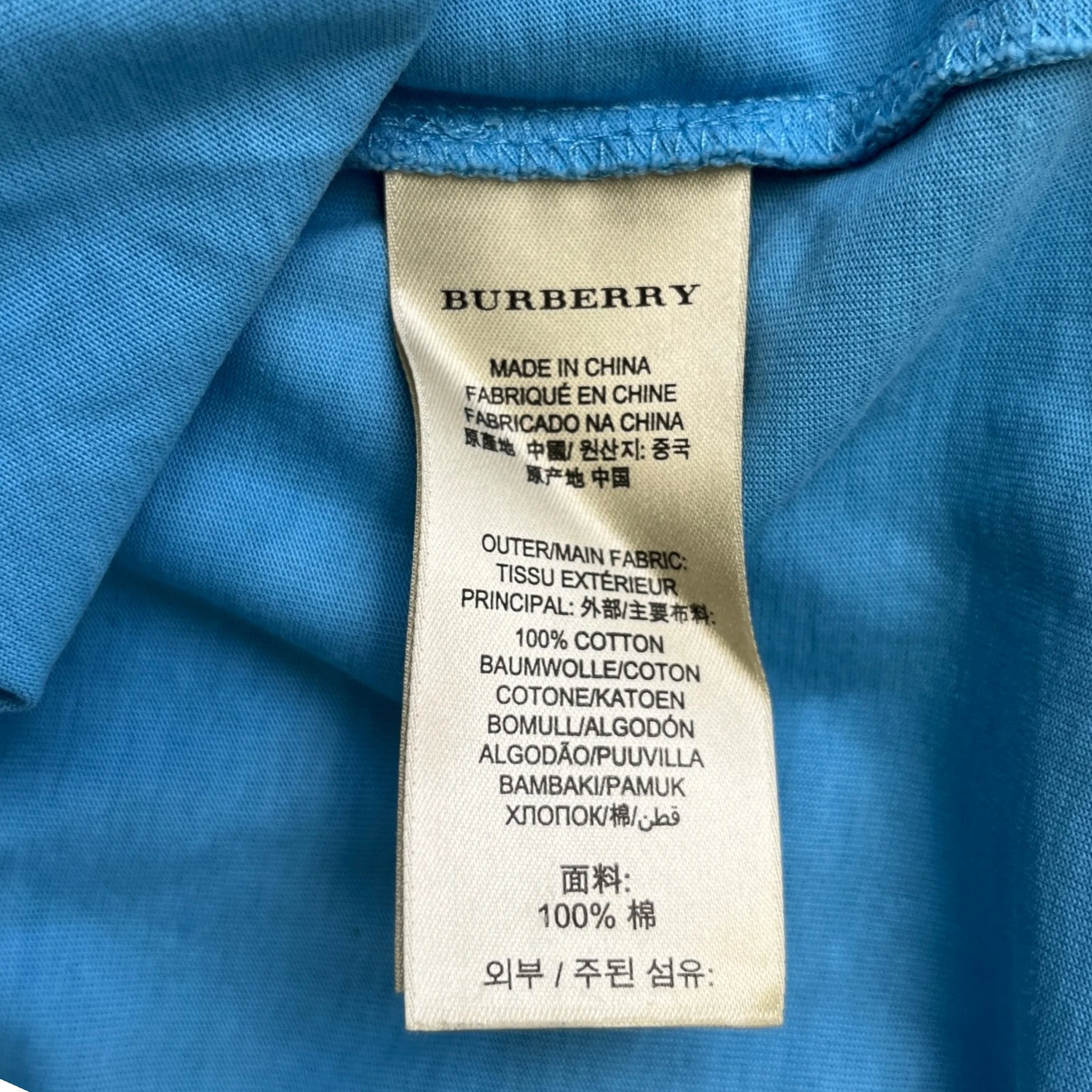 Men's Embroidered Logo T-Shirt Blue Size L - Image 6