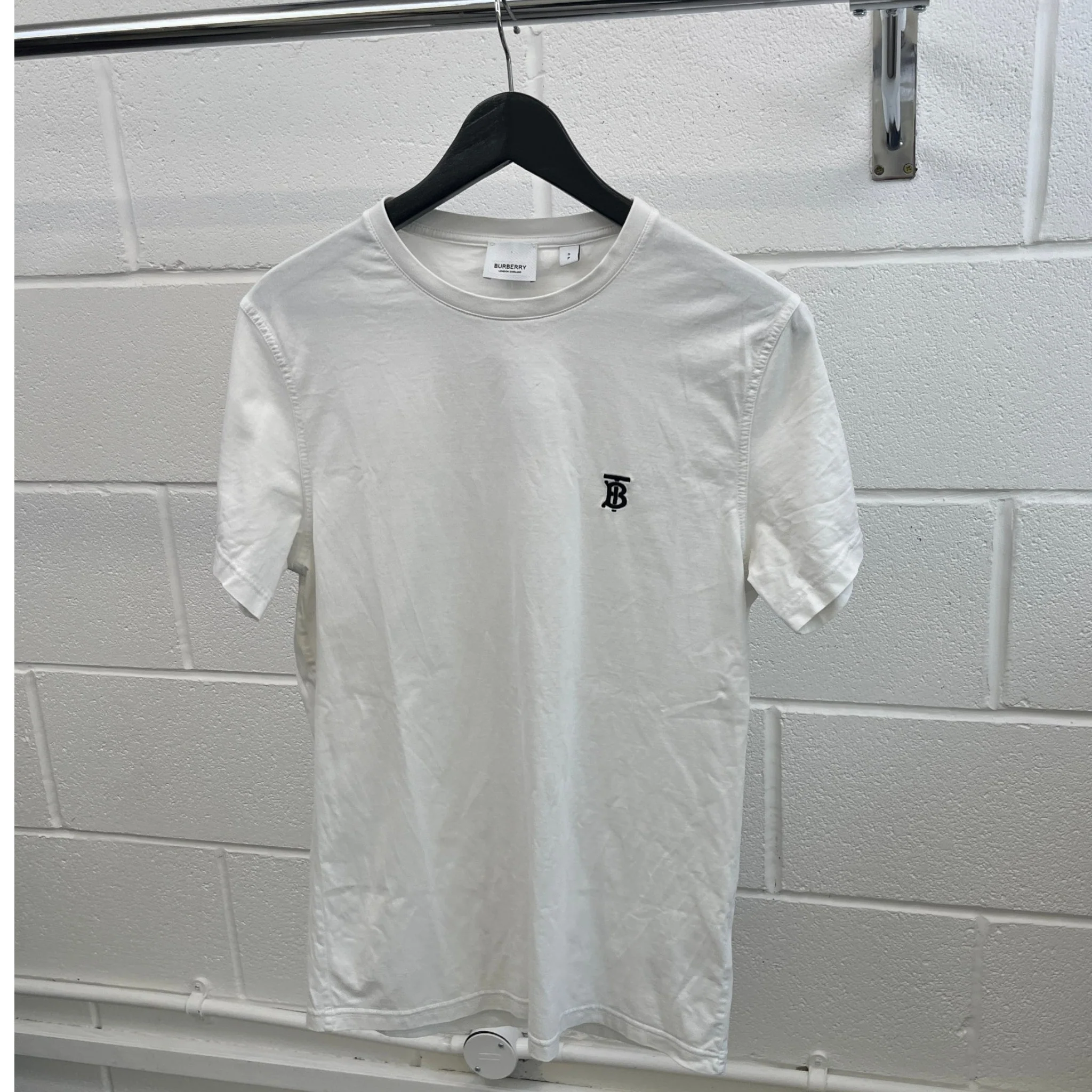 Men's Embroidered Logo T-Shirt White Size S - Image 8