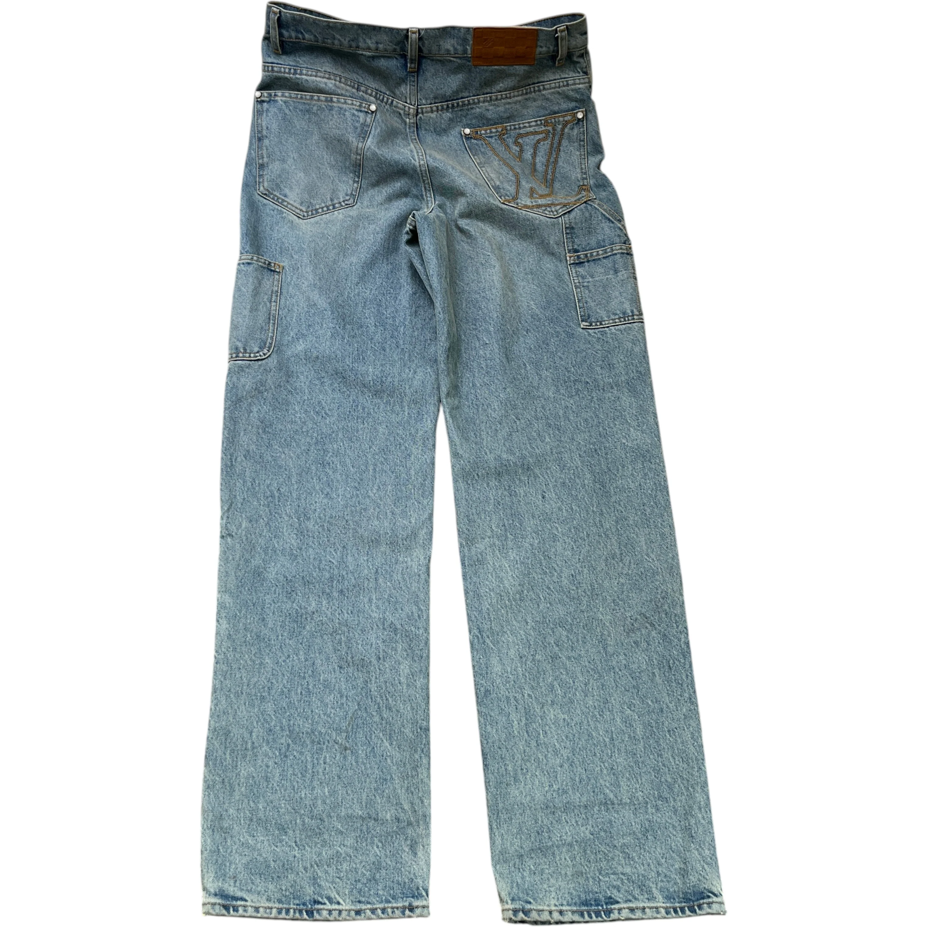 Men's Embroidered Lv Jeans Blue Size XS - Image 2
