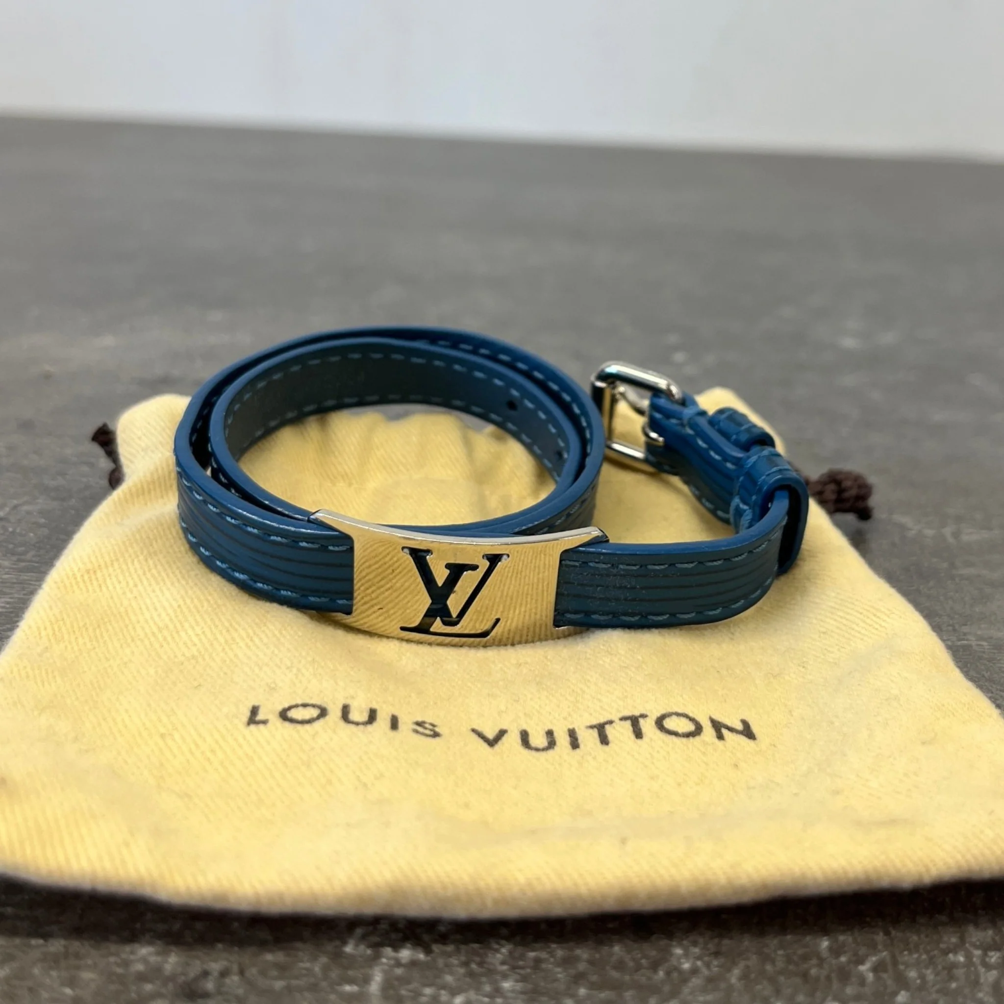 Men's Epi Wrap Bracelet Blue - Image 7