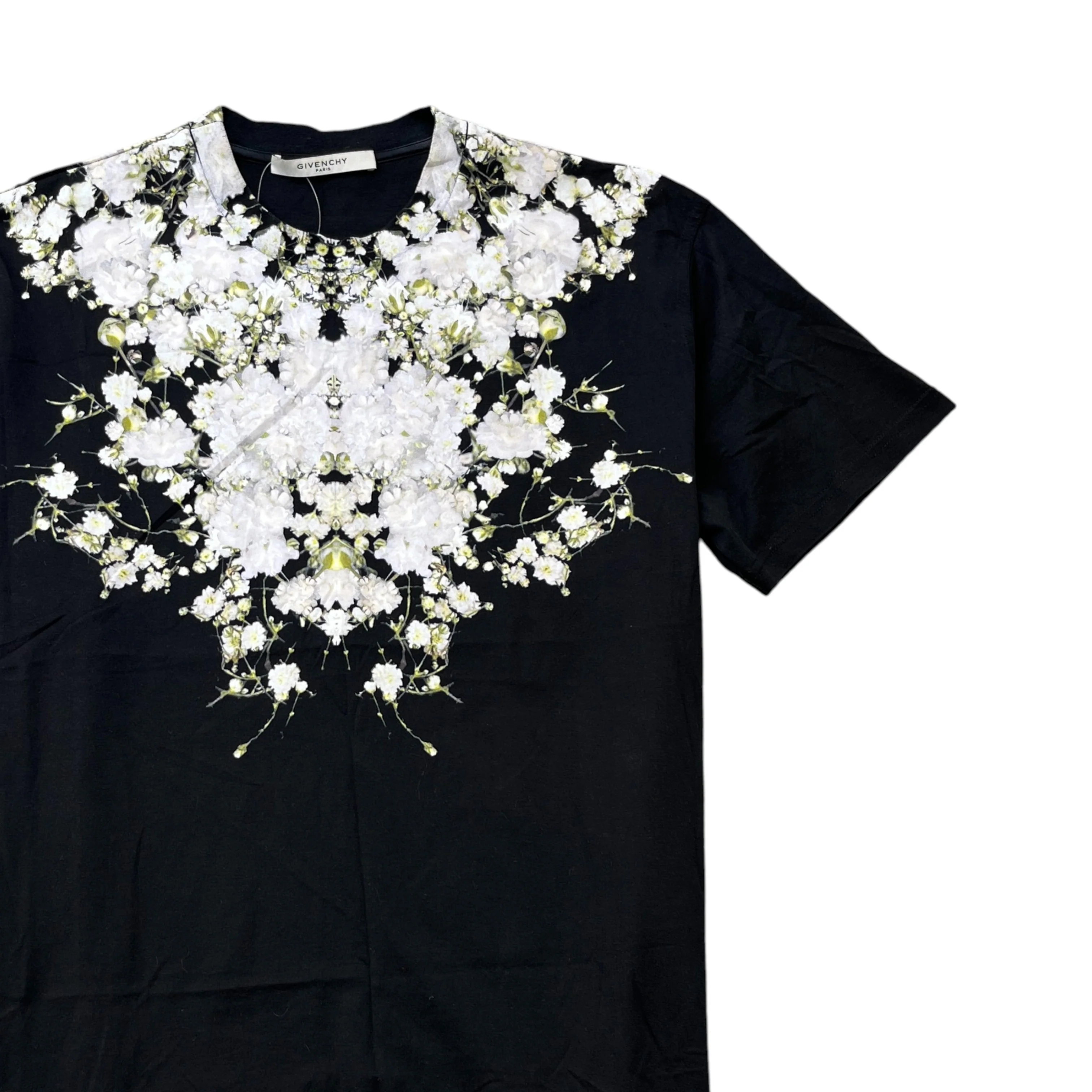 Men's Floral Print T-Shirt Black Size S - Image 3