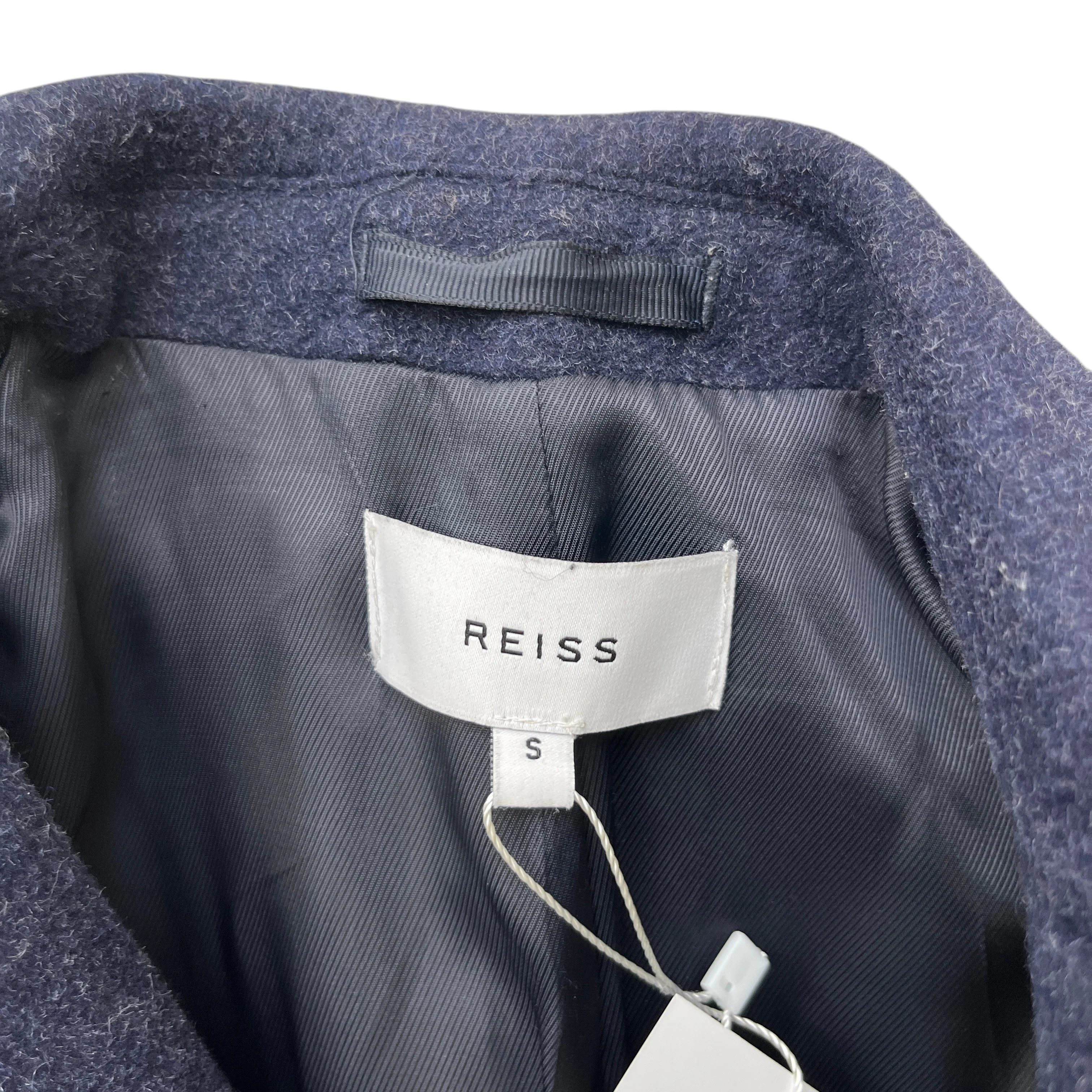 Men's Gable Wool Blend Single Breasted Epsom Overcoat Jacket Navy Size S - Image 7