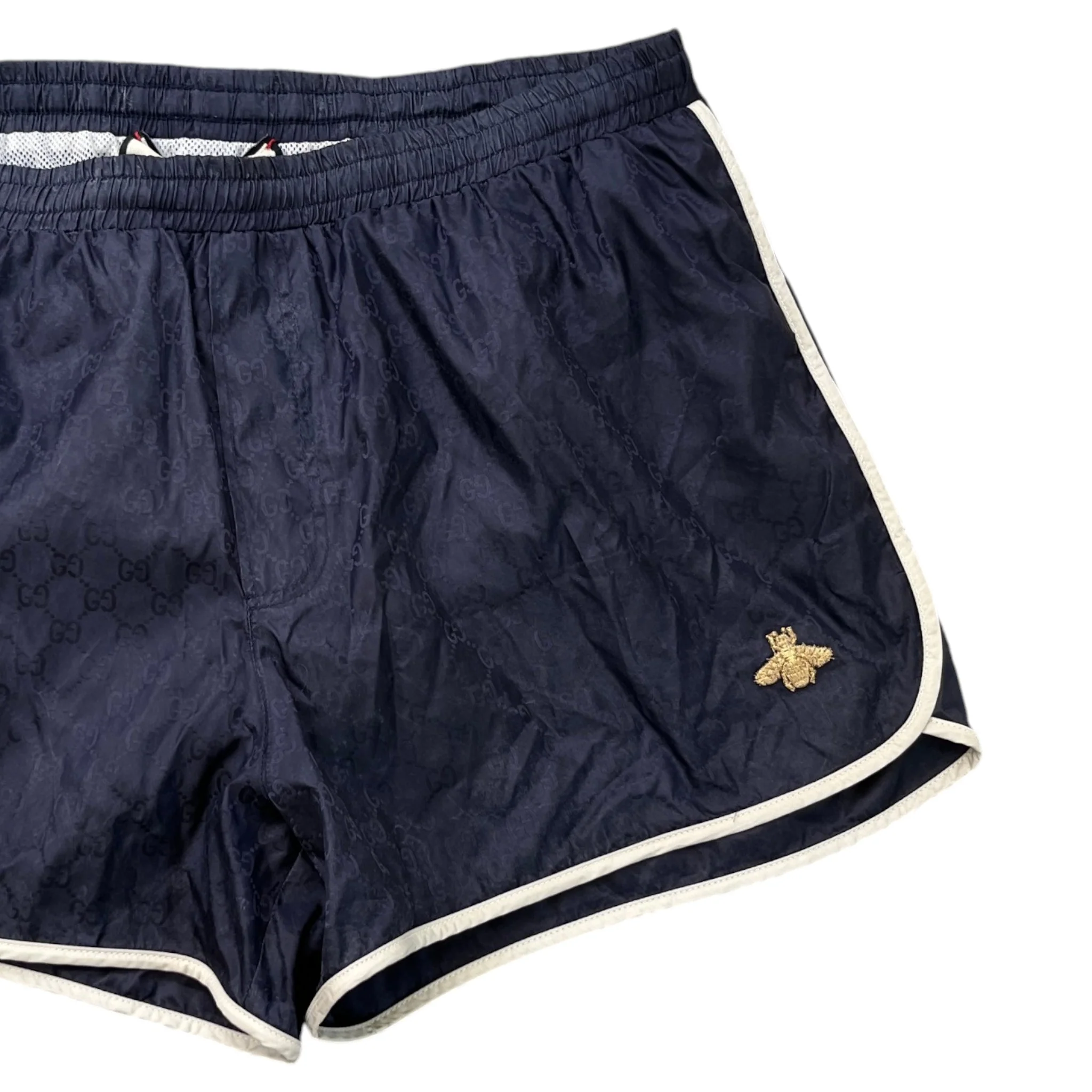 Men's Gg Bee Embroidered Shorts Navy Size IT 50 / UK 34 - Image 3