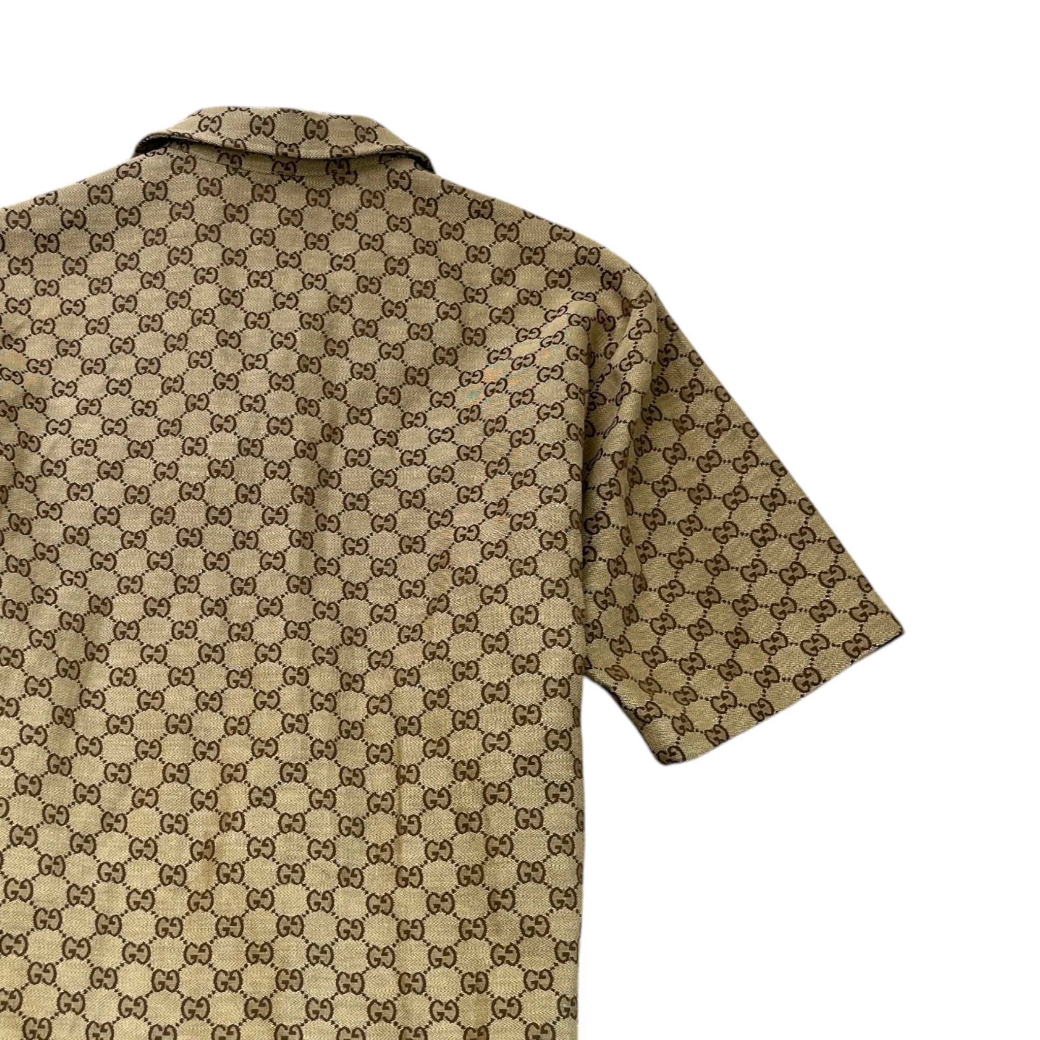 Men's Gg Supreme Short Sleeve Shirt Brown Size IT 46 / UK S - Image 4
