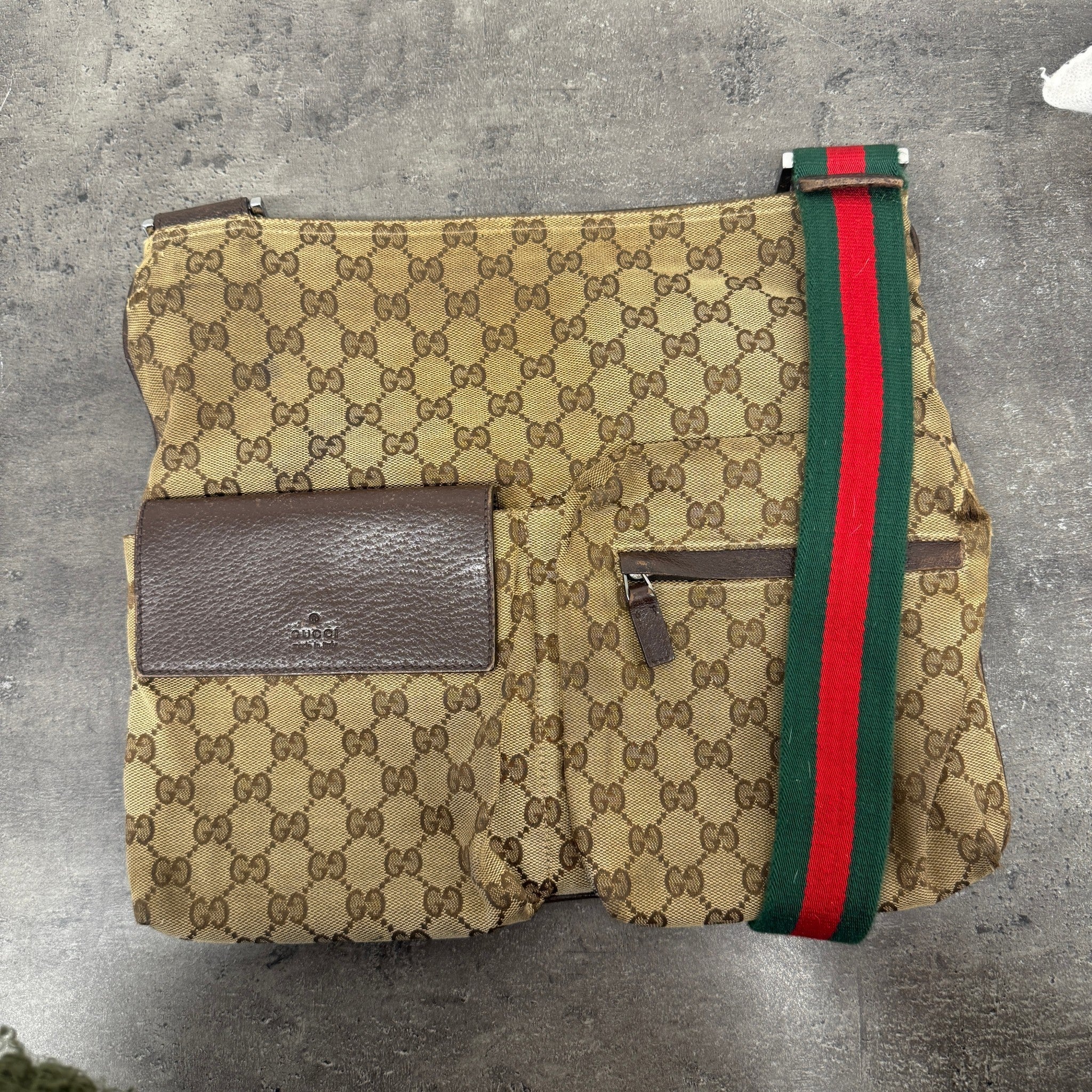 Men's Gg Supreme Web Messenger Bag Brown - Image 13