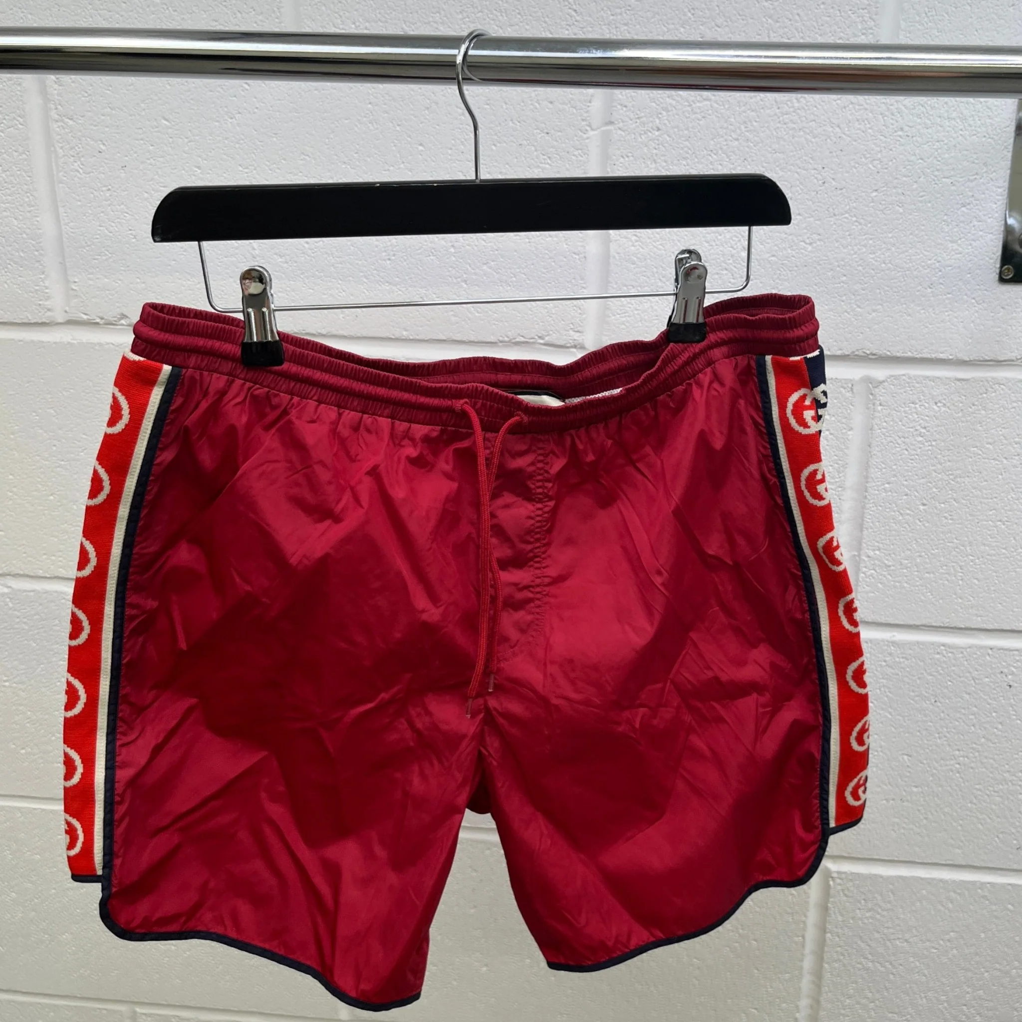 Men's Gg Web Swim Shorts Red Size W32 / IT 48 - Image 7